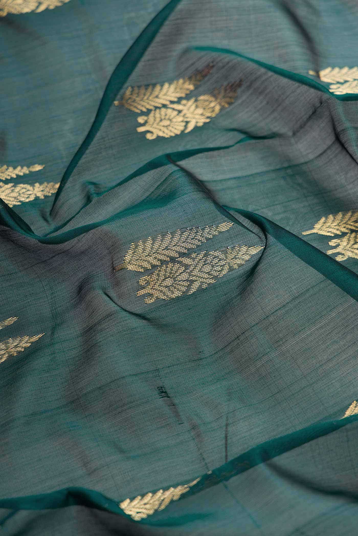 Bottle Green Dual Tone Chanderi Silk Saree - Image 3
