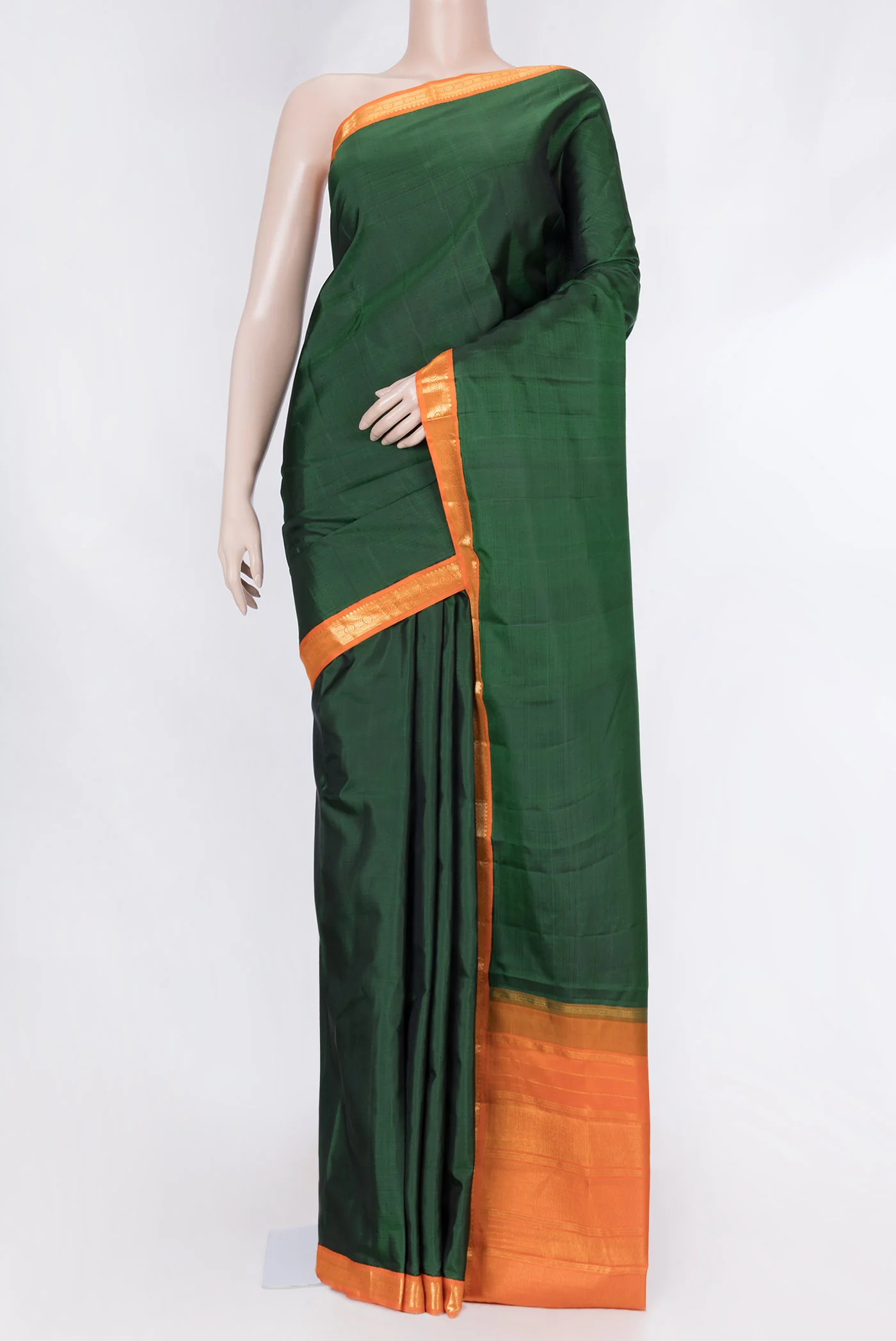 Bottle Green Dual Tone Kanjivaram Saree