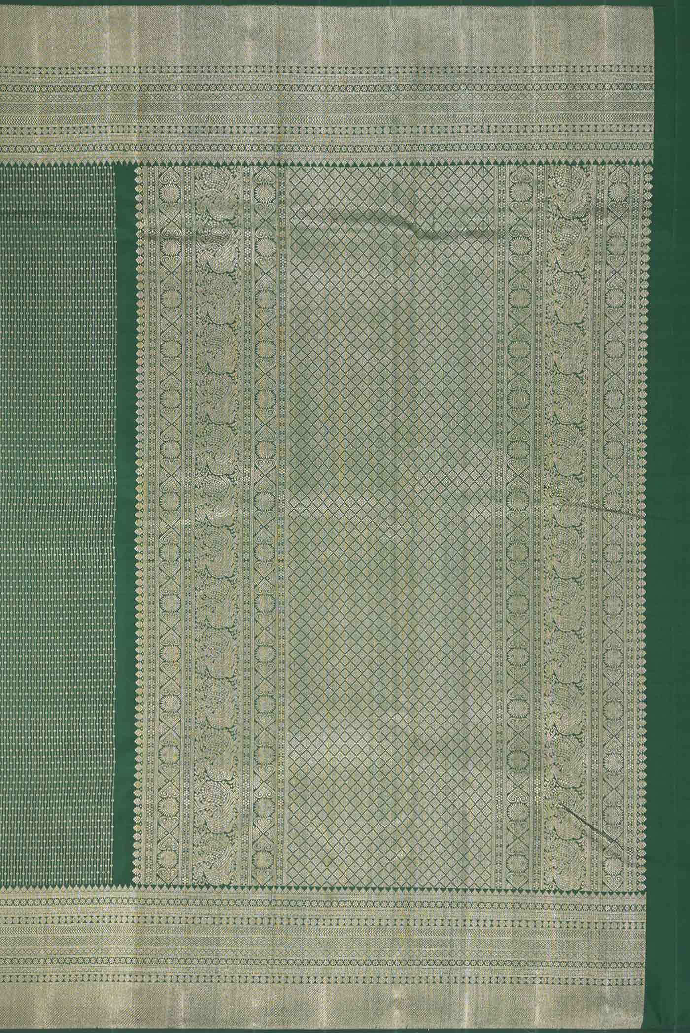 Bottle Green Dual Tone Kanchipuram Saree - Image 7