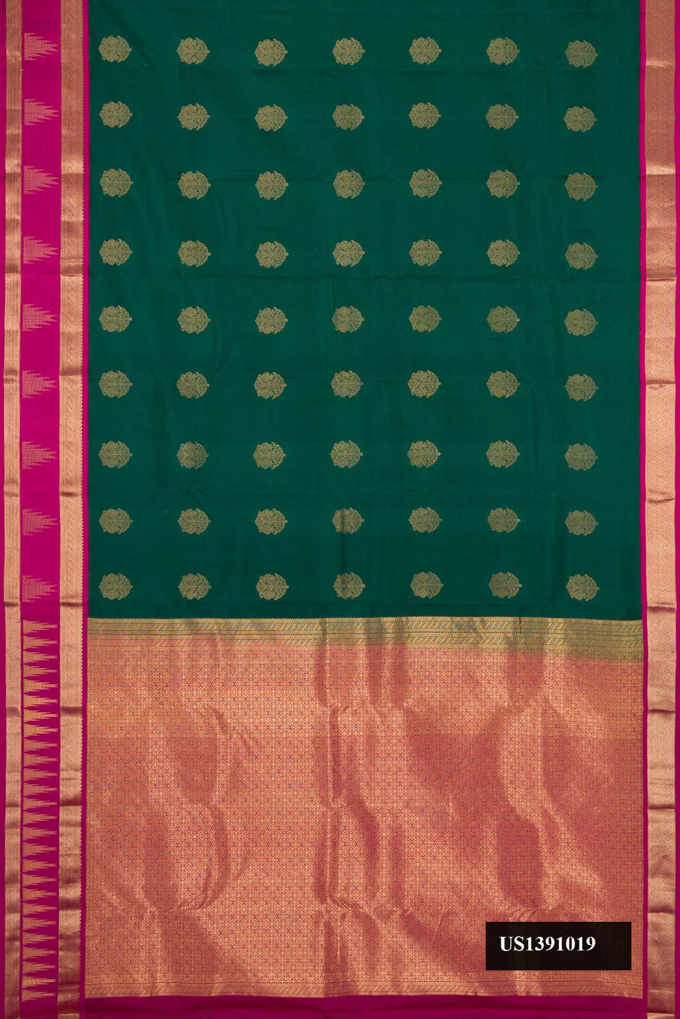Bottle Green Dual Tone Kanchipuram Silk Saree