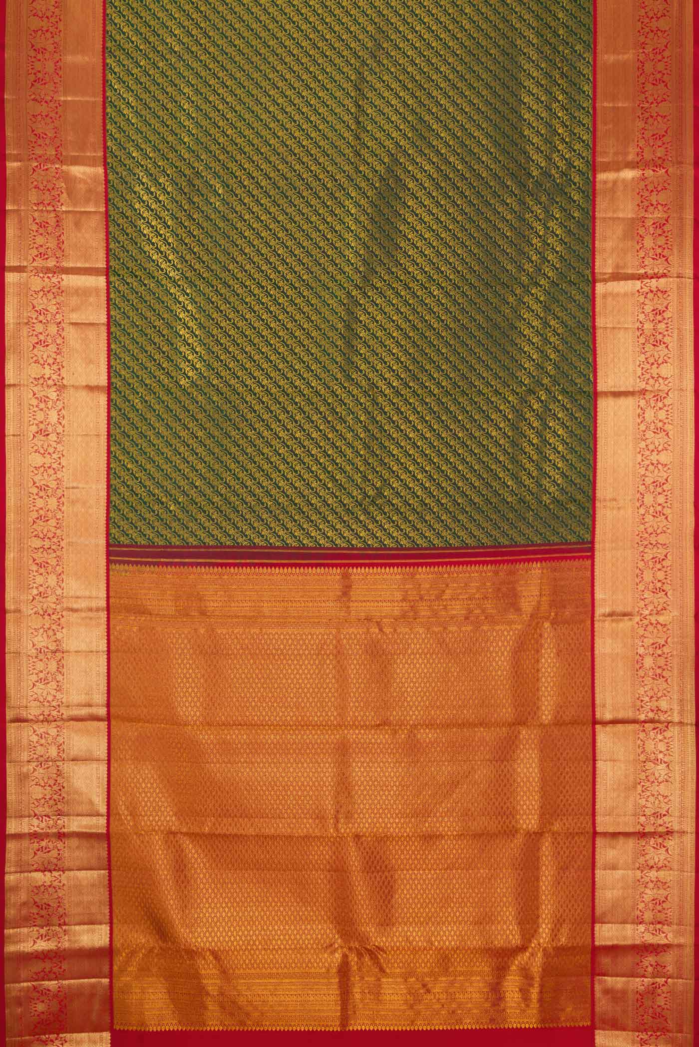 Bottle Green Kanchipuram Silk Saree - Image 6
