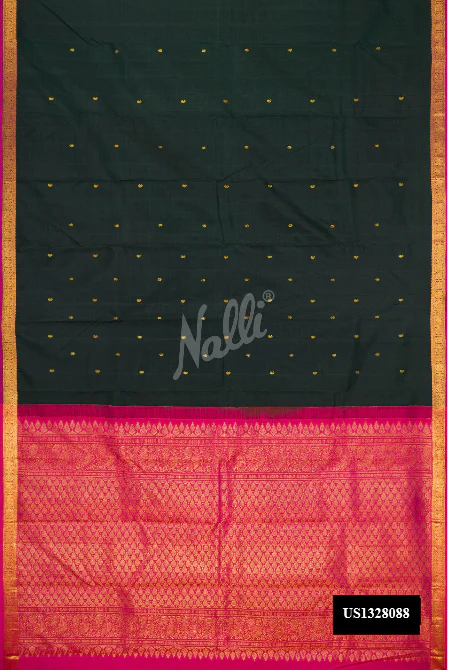 Bottle Green Dual Tone Kanchipuram Silk Saree