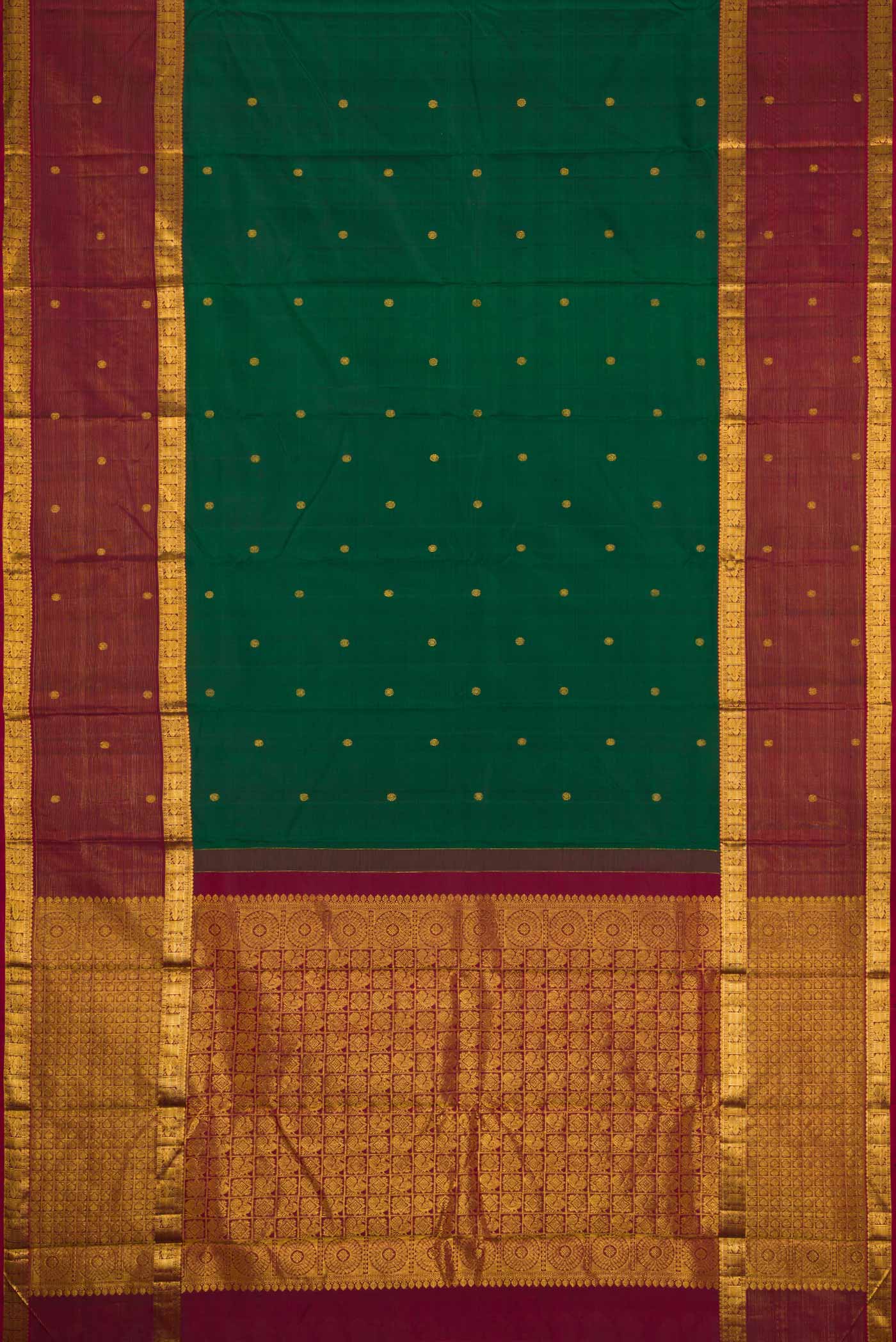 Bottle Green Kanjivaram Silk Saree - Image 6