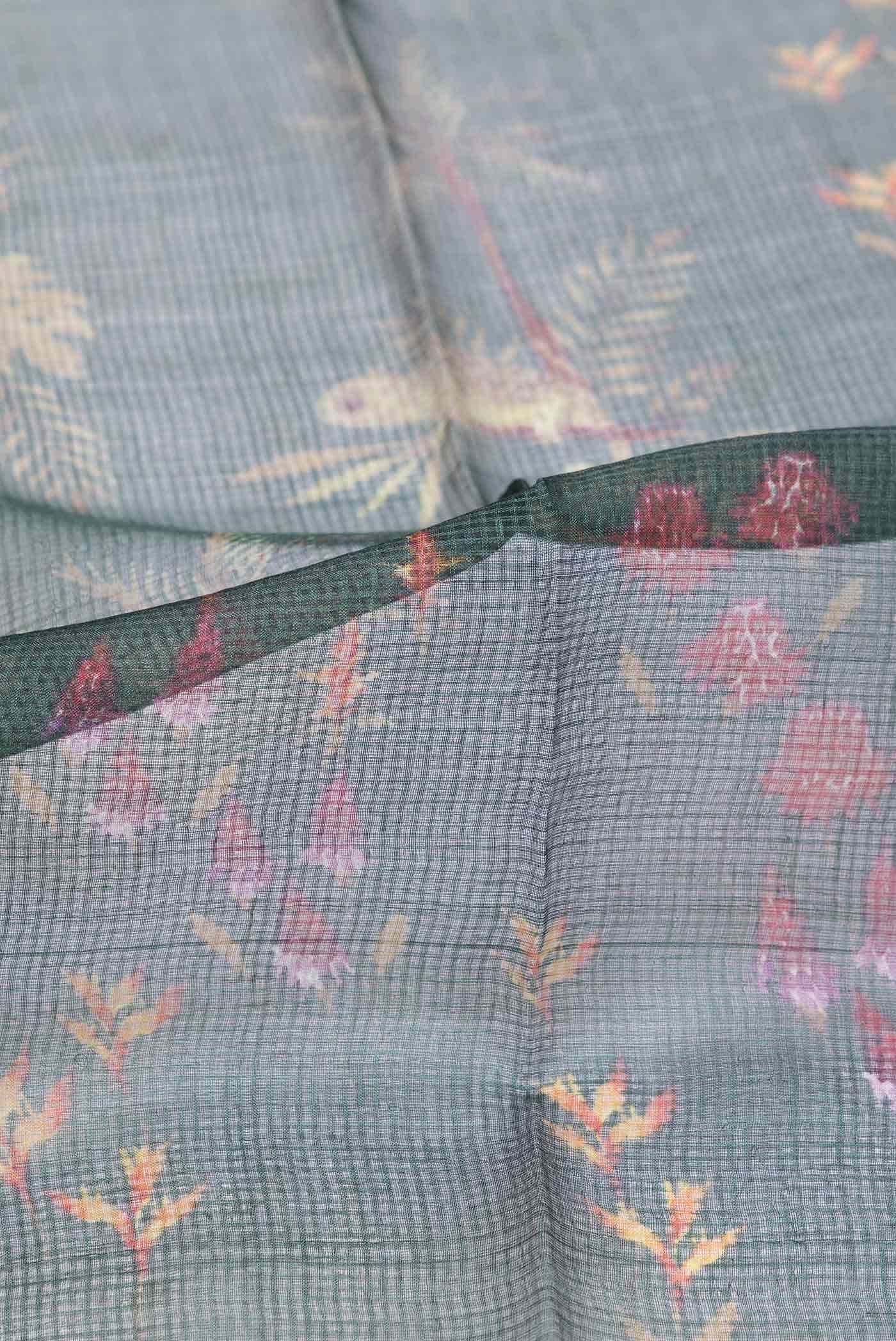 Bottle Green Dual Tone Kota Silk Saree - Image 2
