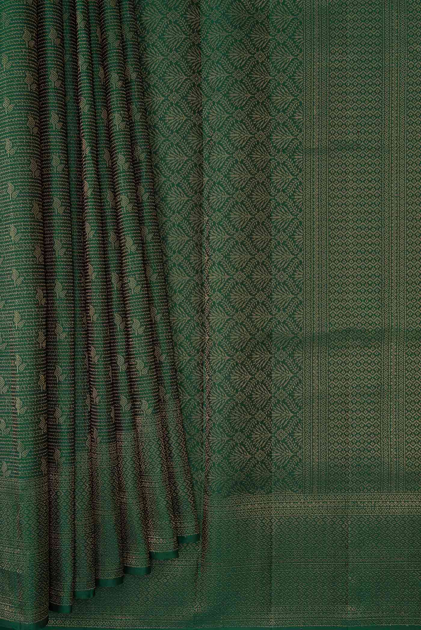 Bottle Green Soft Silk Saree - Image 4