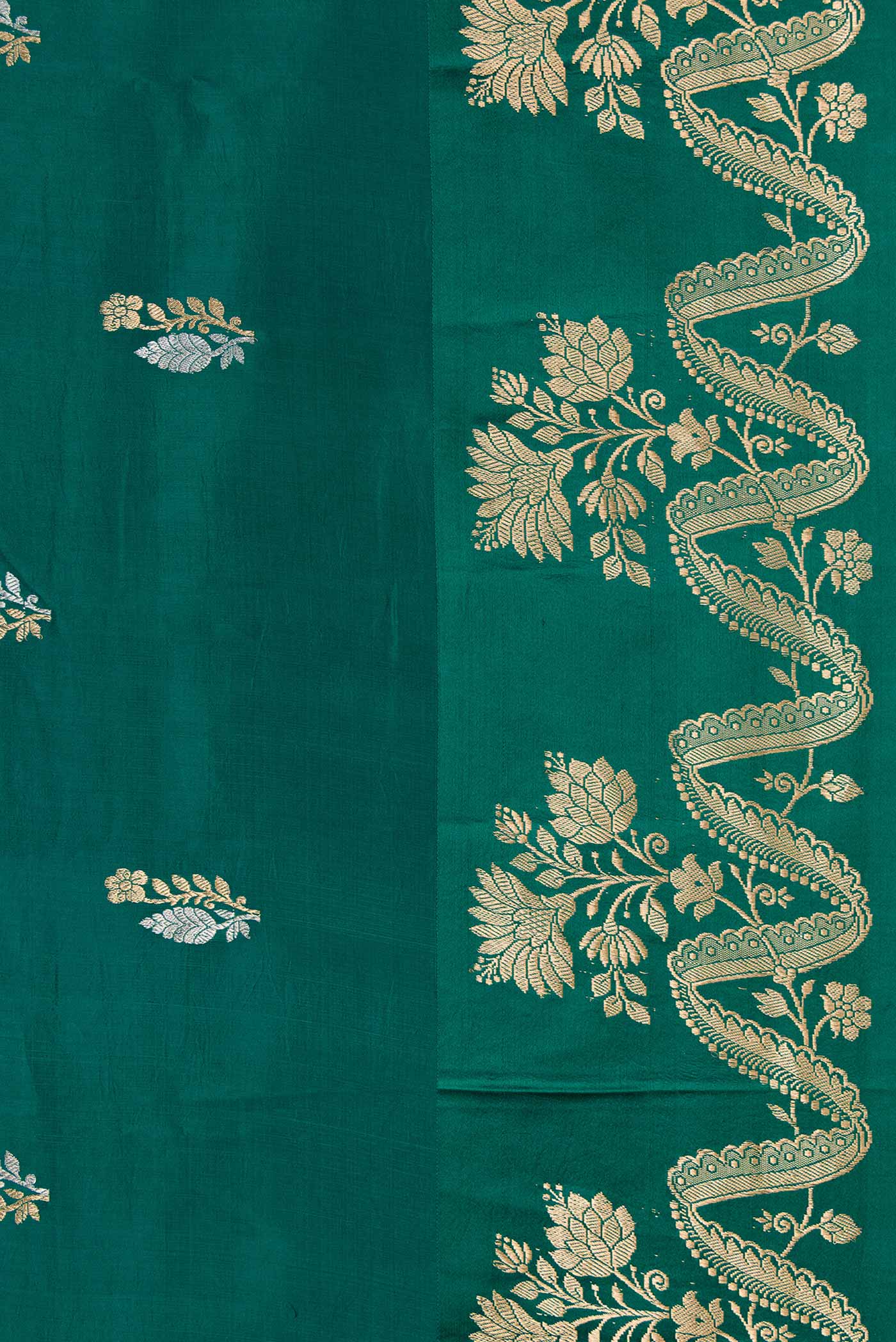 Bottle Green Banarasi Katan Silk Saree - Image 3