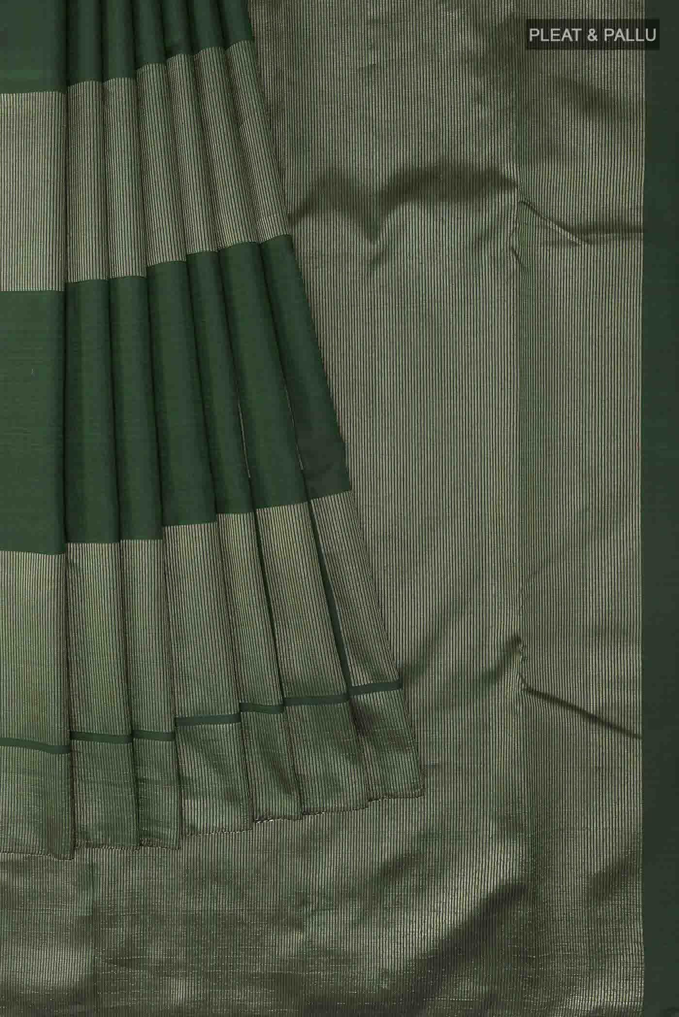 Bottle Green Kanchipuram Silk Saree - Image 4