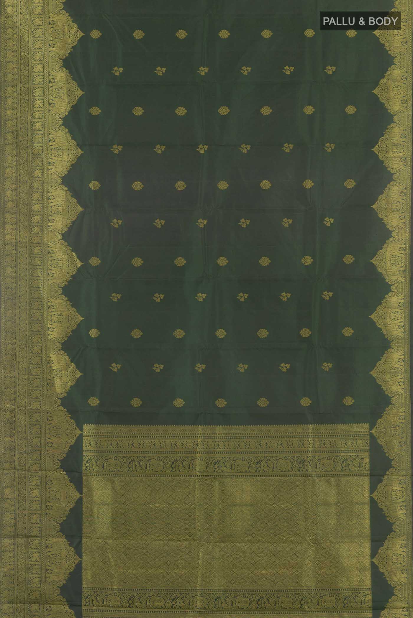 Bottle Green Kanjivaram Silk Saree - Image 6