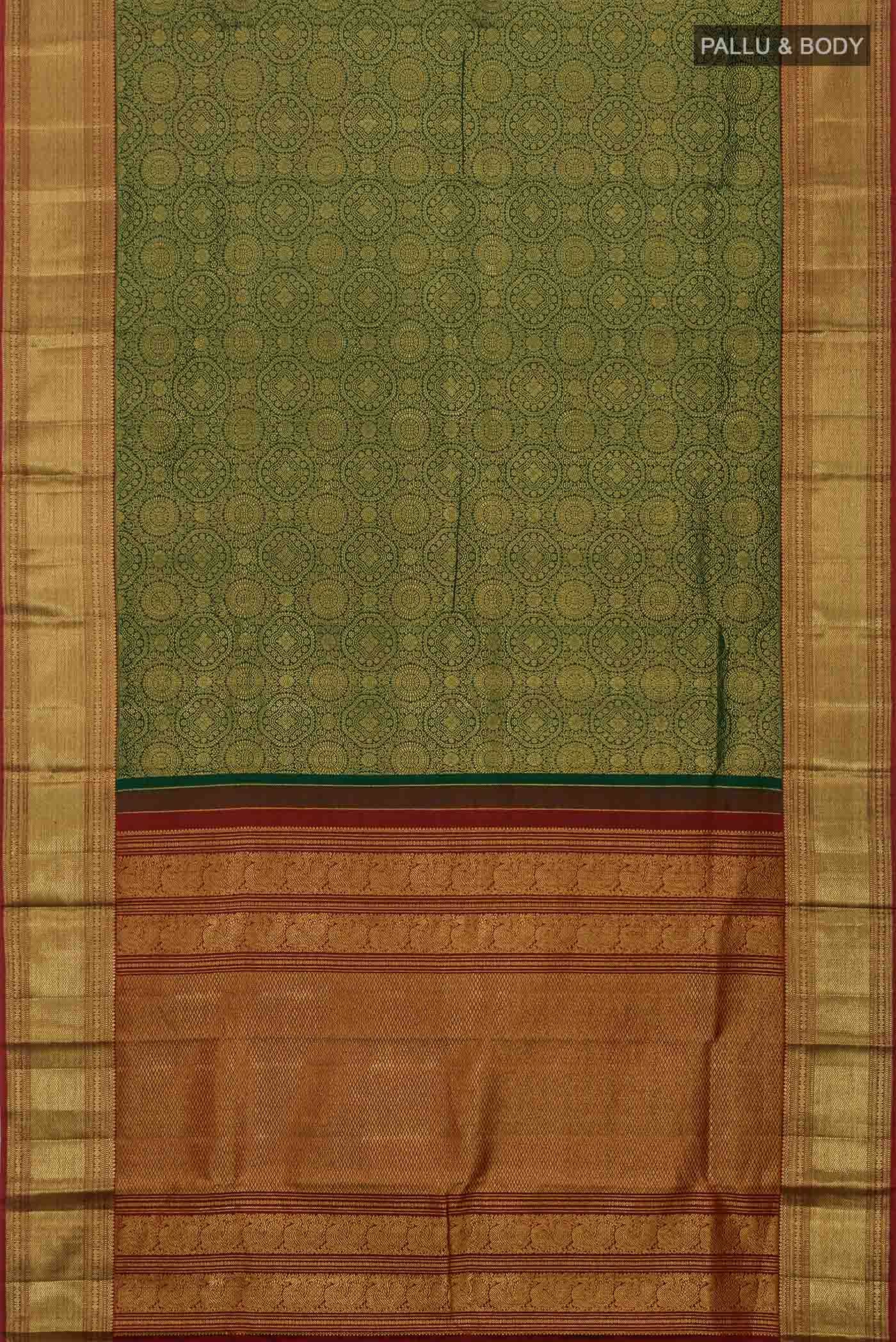 Bottle Green Kanchipuram Silk Saree - Image 4