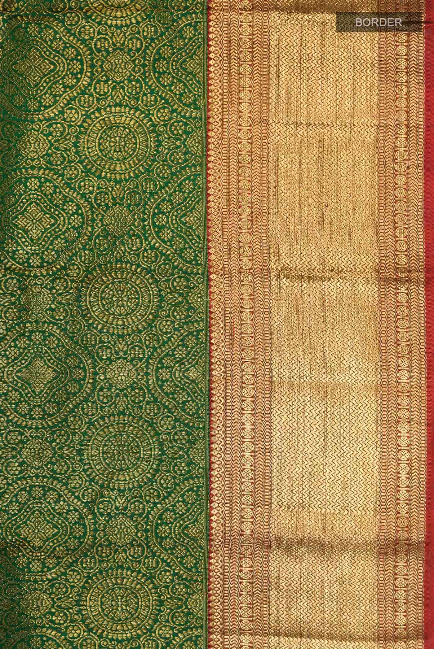 Bottle Green Kanchipuram Silk Saree - Image 6