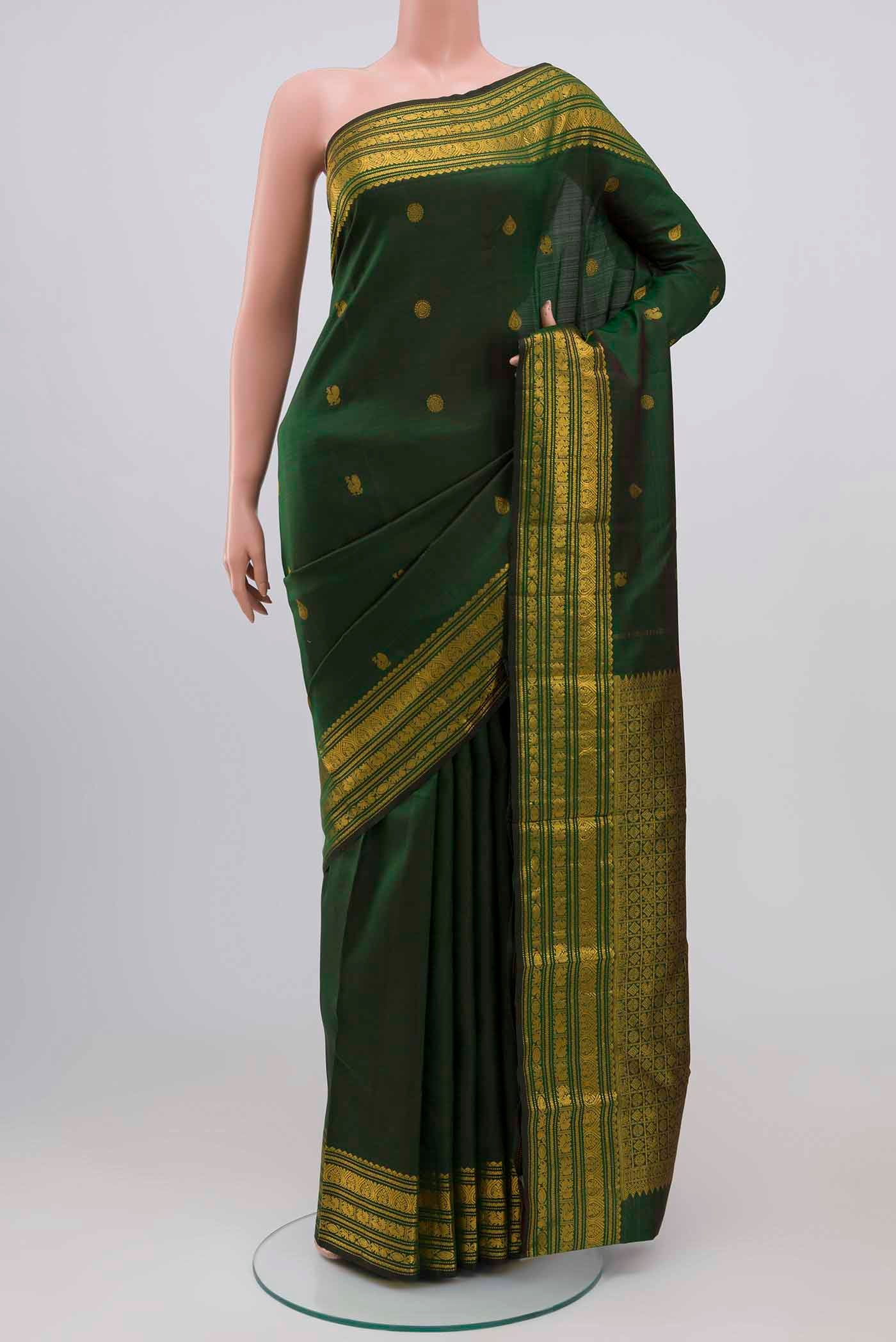 Bottle Green Kanjivaram Silk Saree