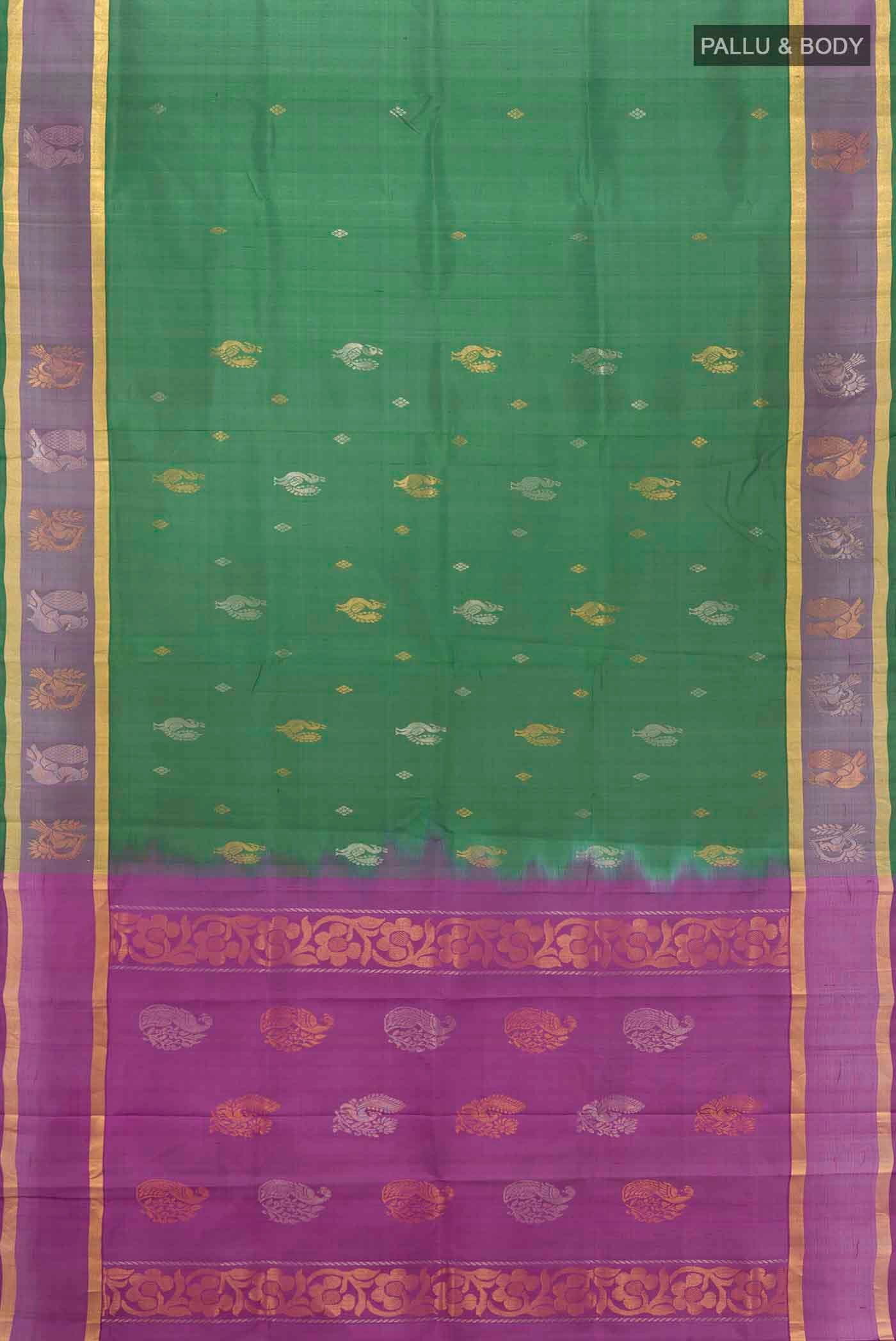Bottle Green Uppada Silk Saree - Image 5
