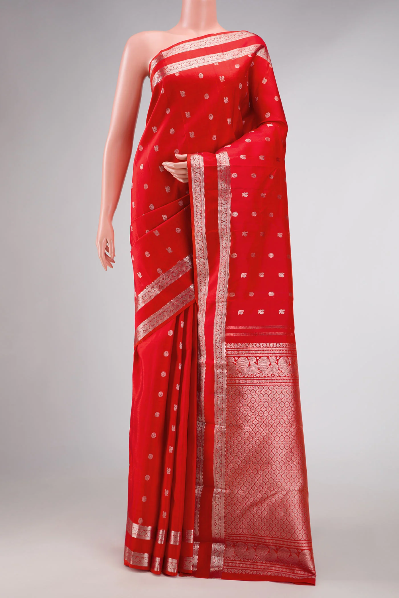 Brick Orange Dual Tone Kanjivaram Silk Saree