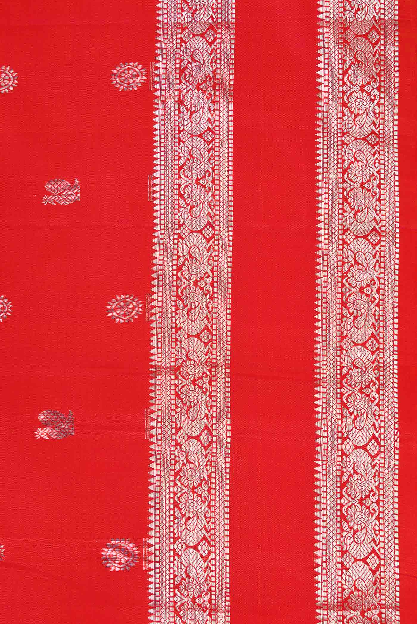 Brick Orange Dual Tone Kanjivaram Silk Saree - Image 3