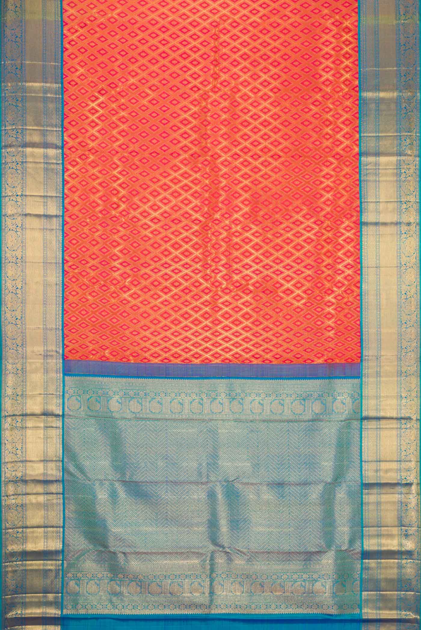 Brick Orange Dual Tone Kanchipuram Silk Saree - Image 6