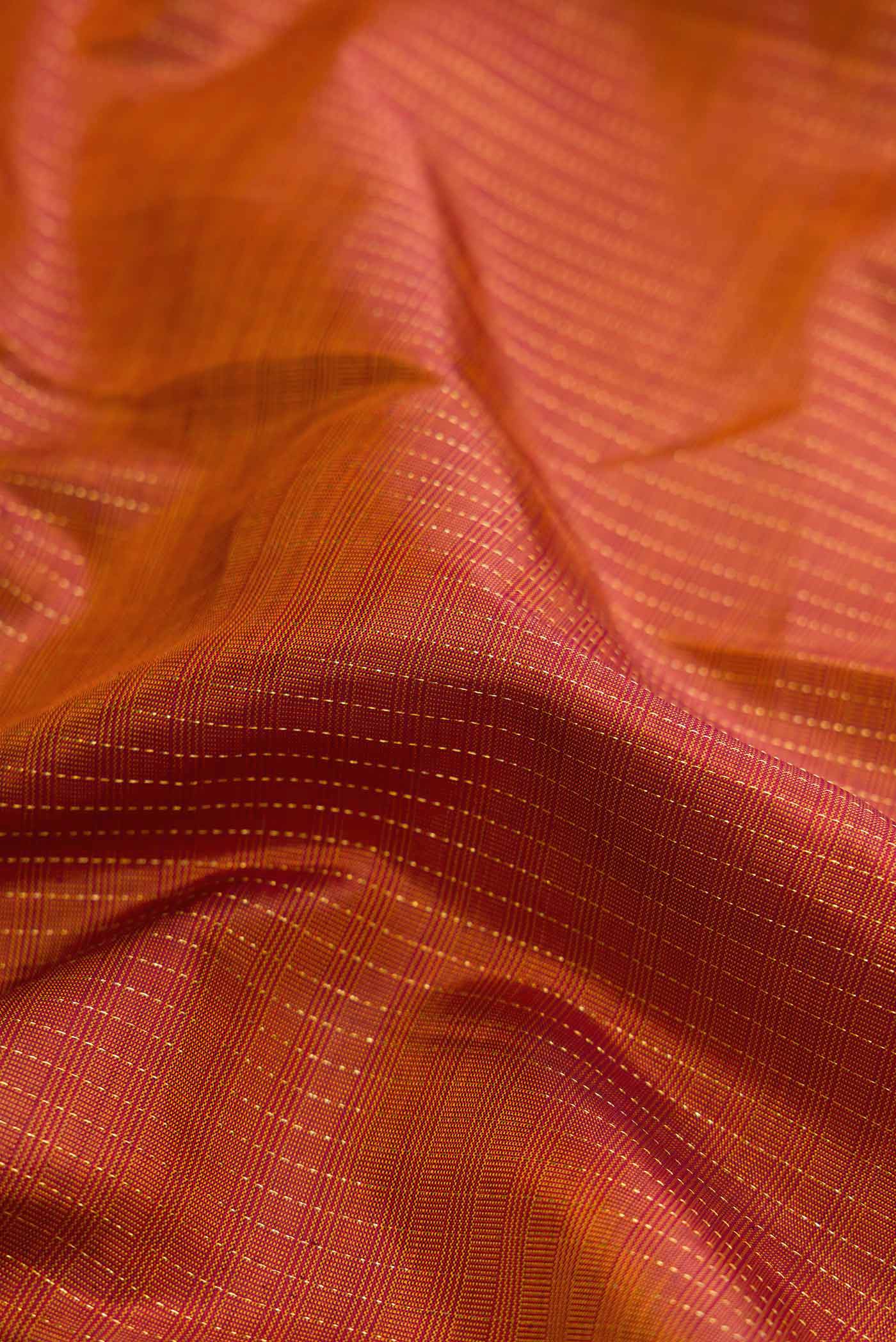 Brick Orange Dual Tone Kanjivaram Silk Saree - Image 2