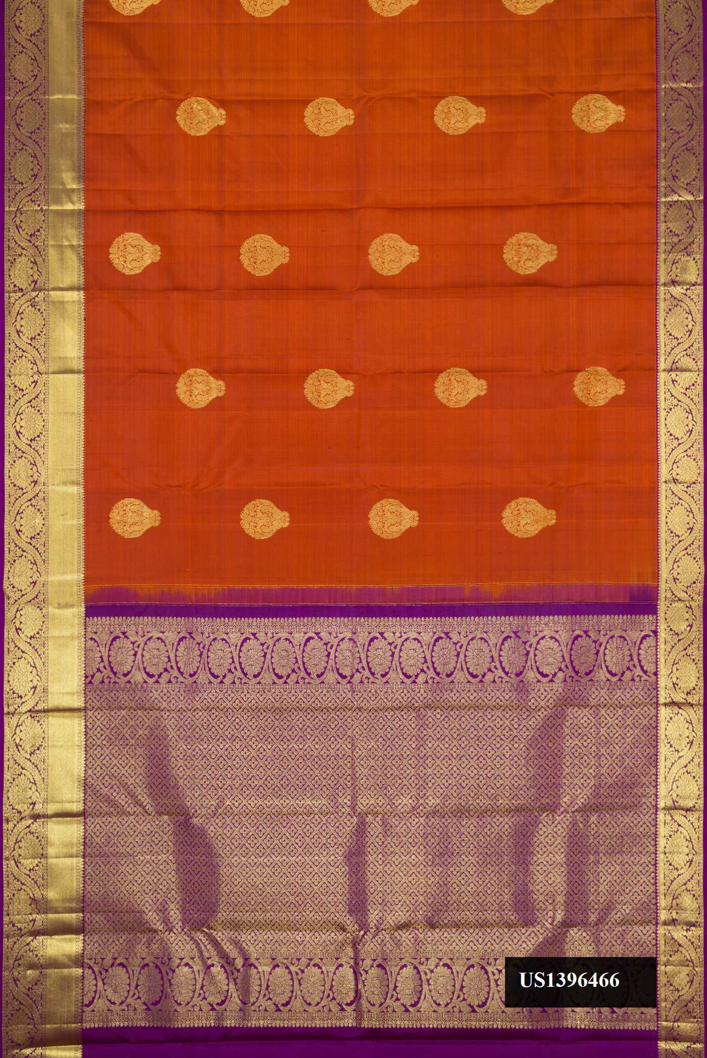 Brick Orange Dual Tone Kanchipuram Silk Saree
