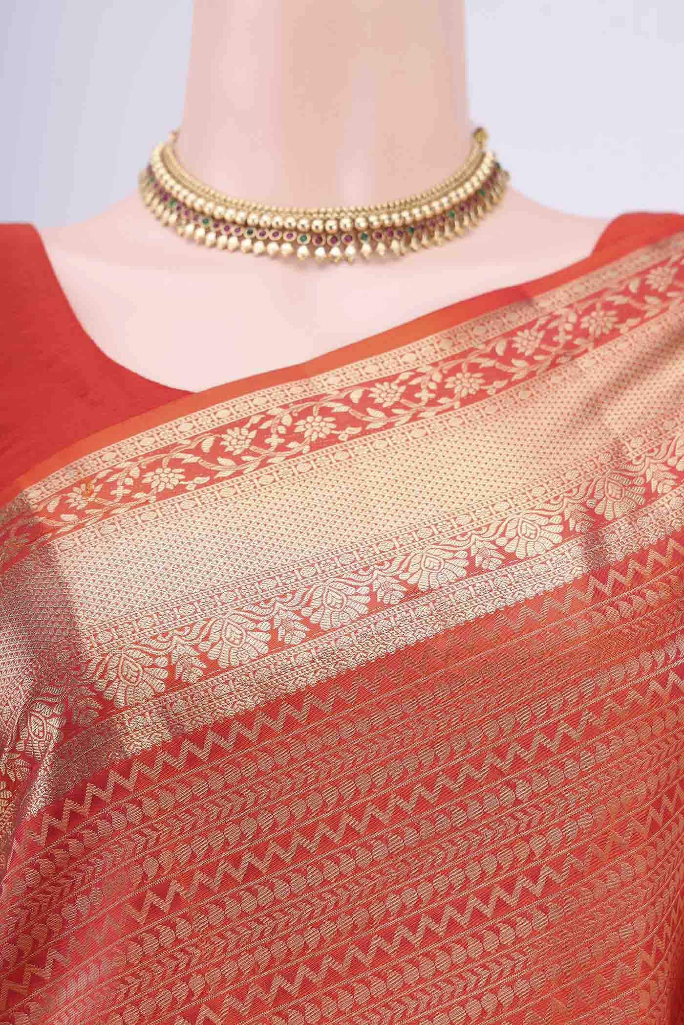 Orange Soft Silk Saree - Image 2