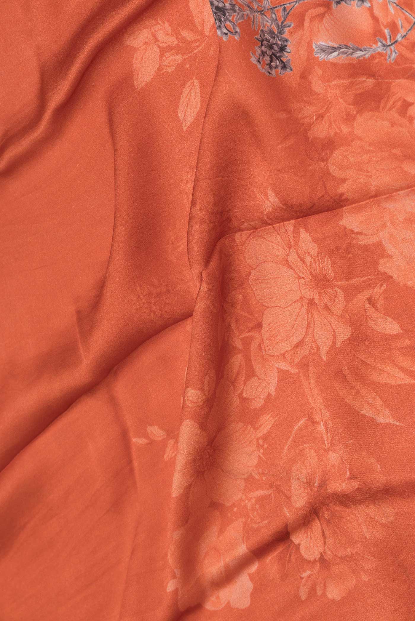 Brick Orange Dual Tone Tussar Silk Saree - Image 2