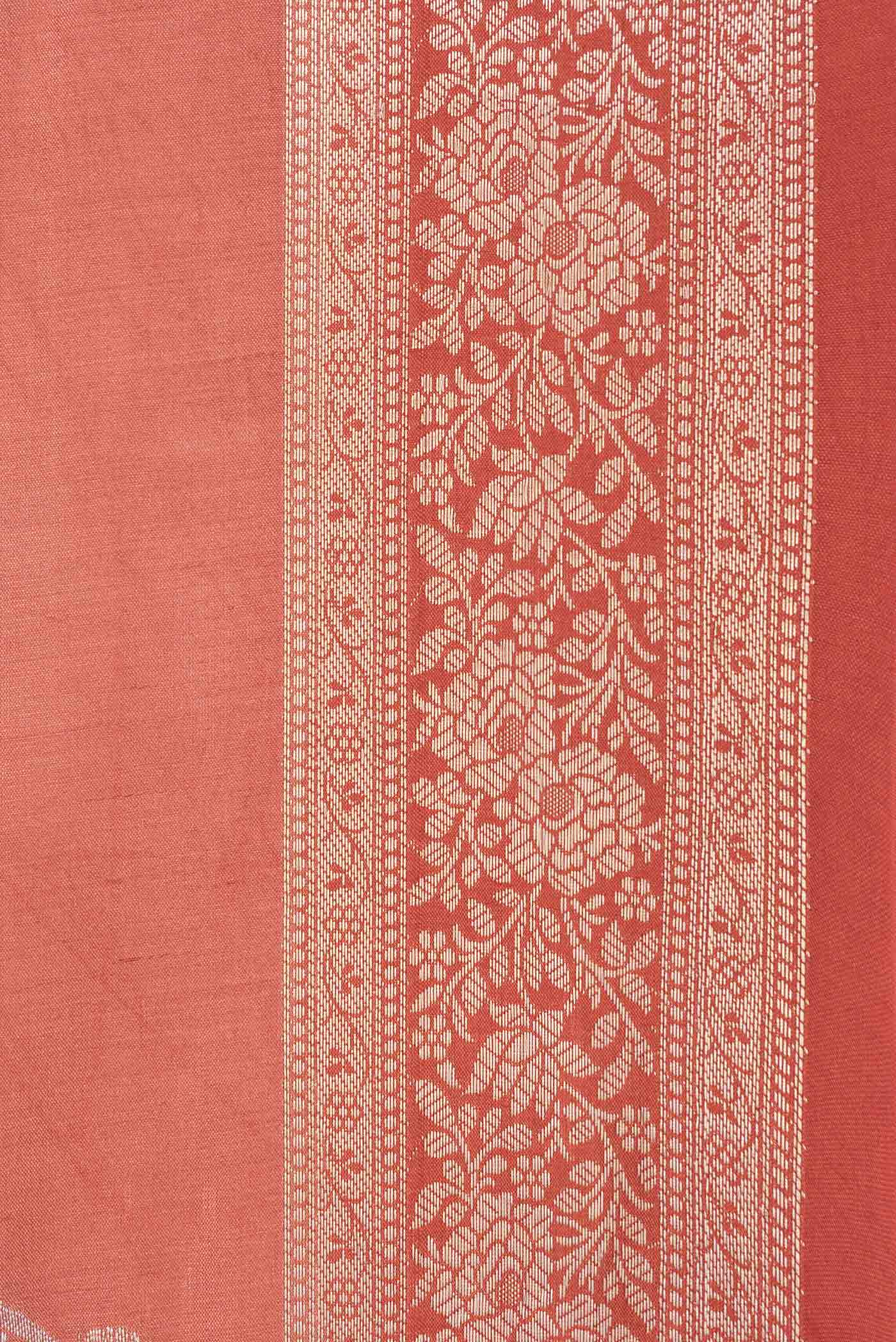 Brick Orange Dual Tone Tussar Silk Saree - Image 3