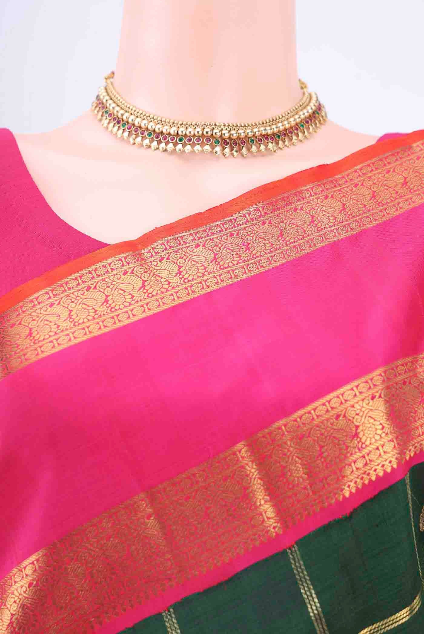Brick Orange Kanjivaram Silk Saree - Image 2