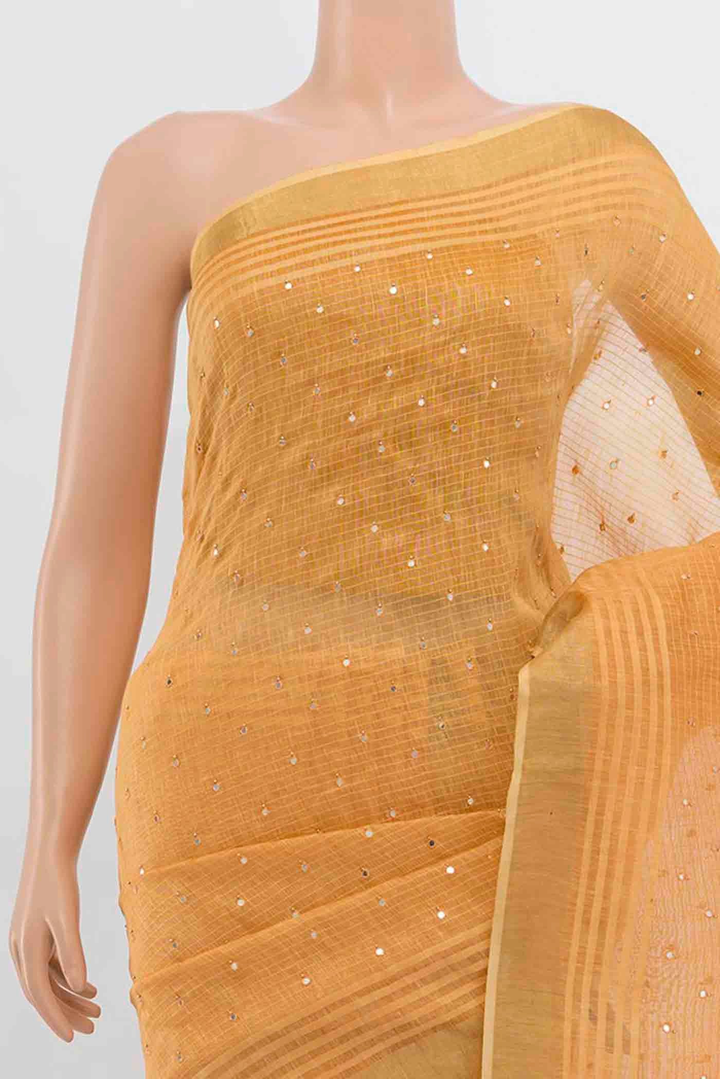 Brick Orange Kora Cotton Saree - Image 2