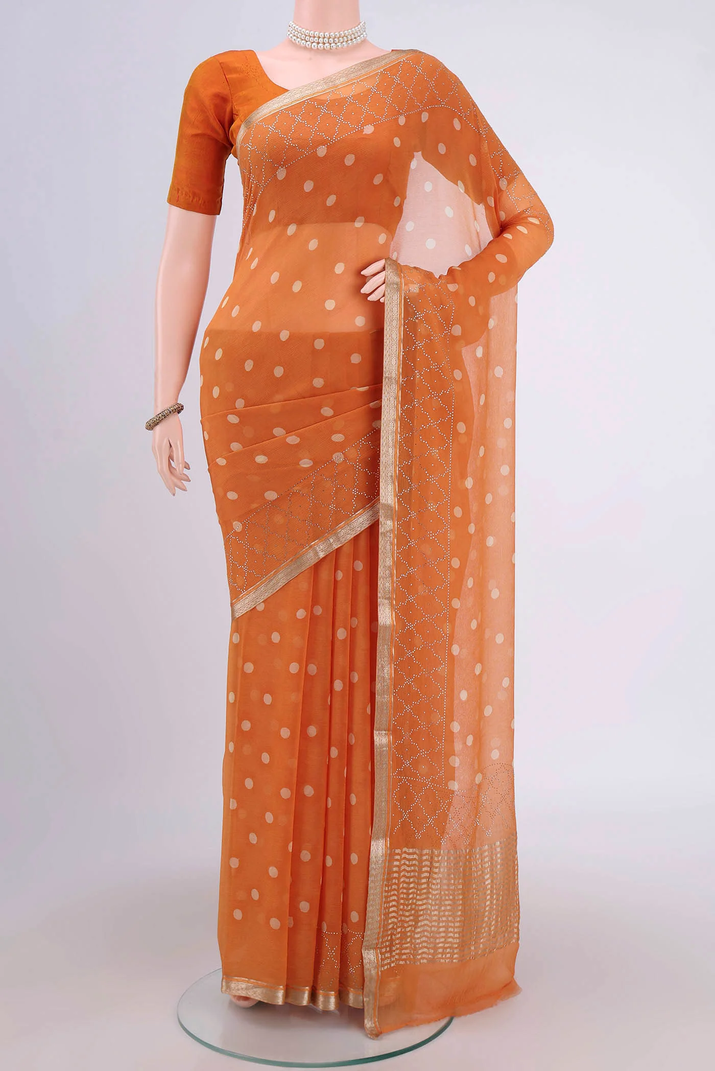 Orange Mysore Chiffon Saree
