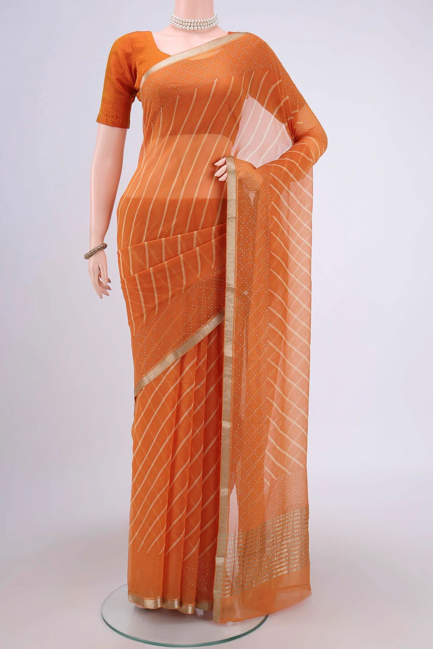 Orange Mysore Chiffon Saree