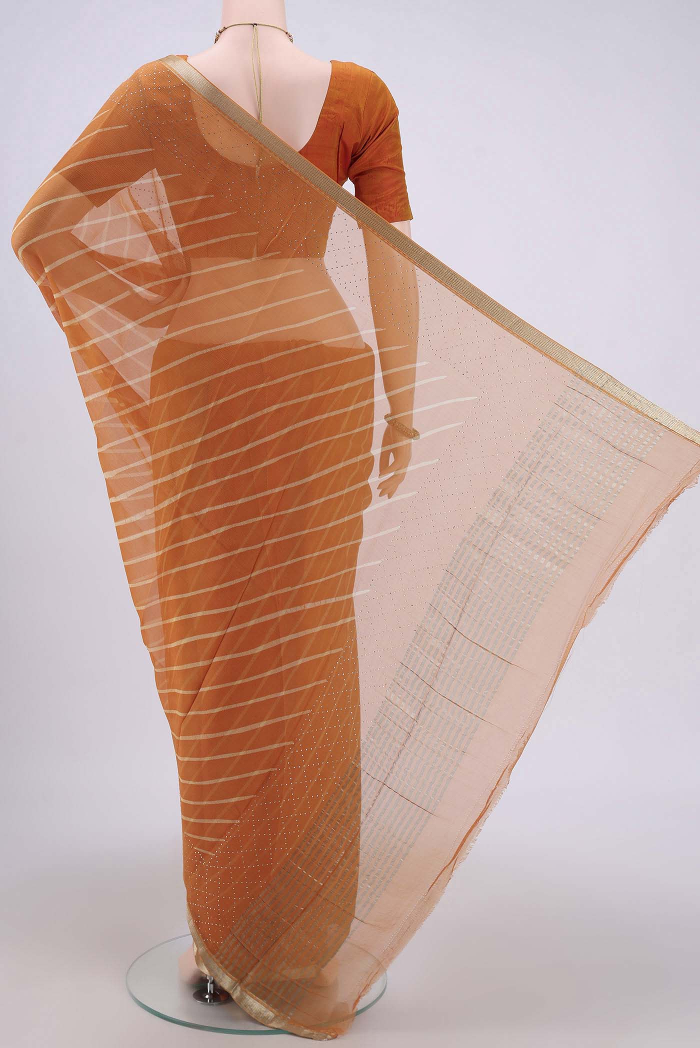Orange Mysore Chiffon Saree - Image 3