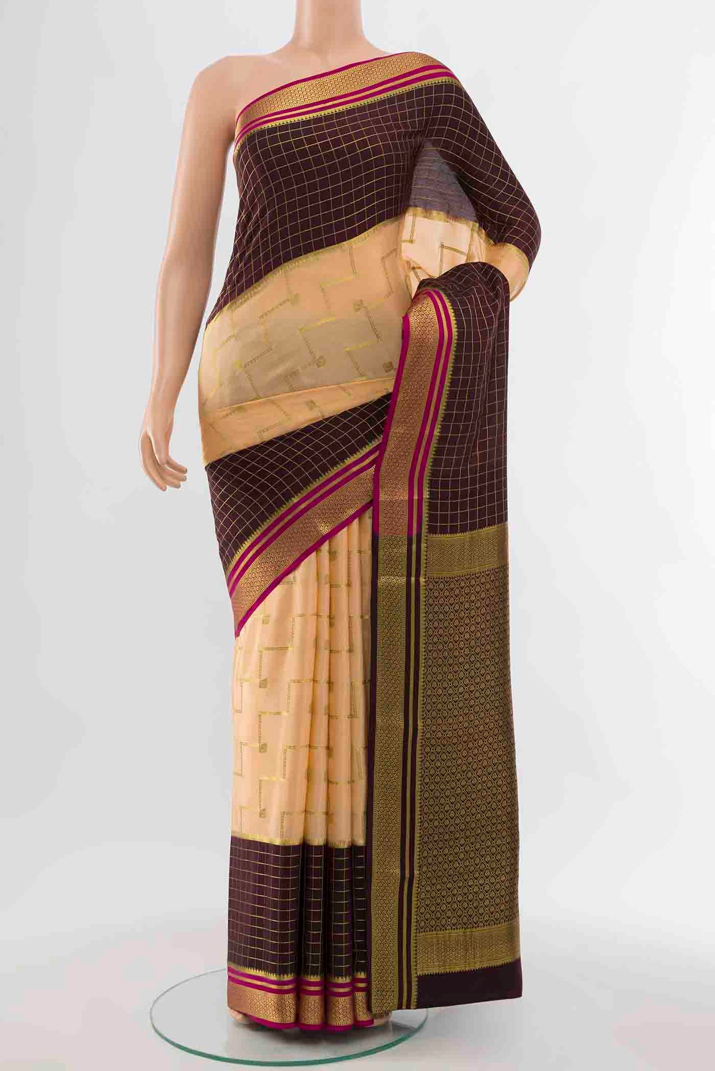 Brick Orange Mysore Crepe Saree