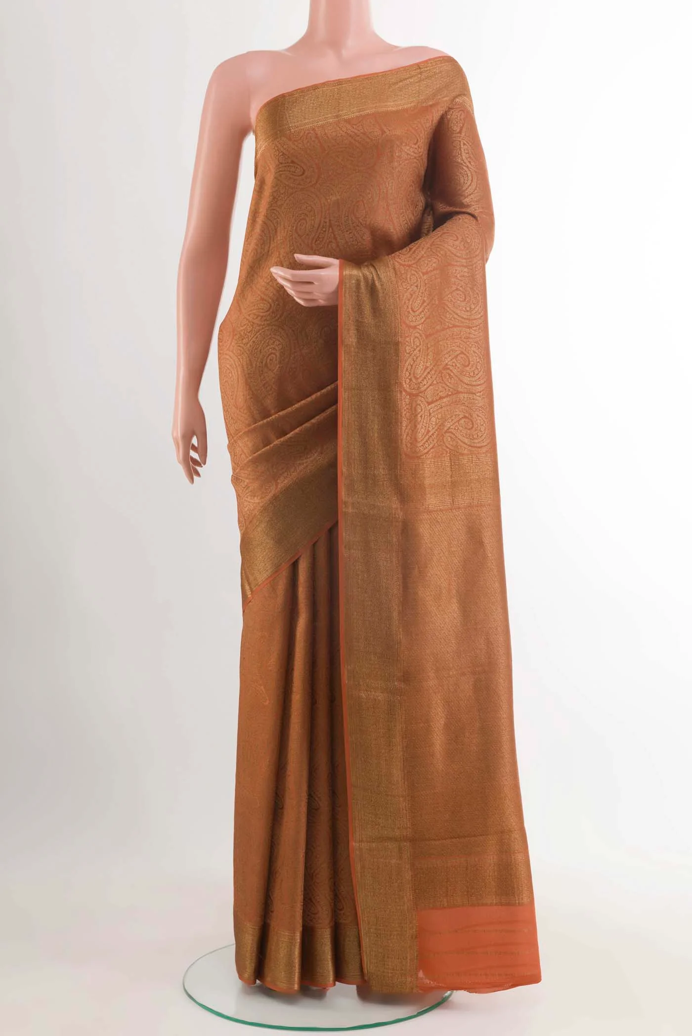 Rust Mysore Crepe Saree