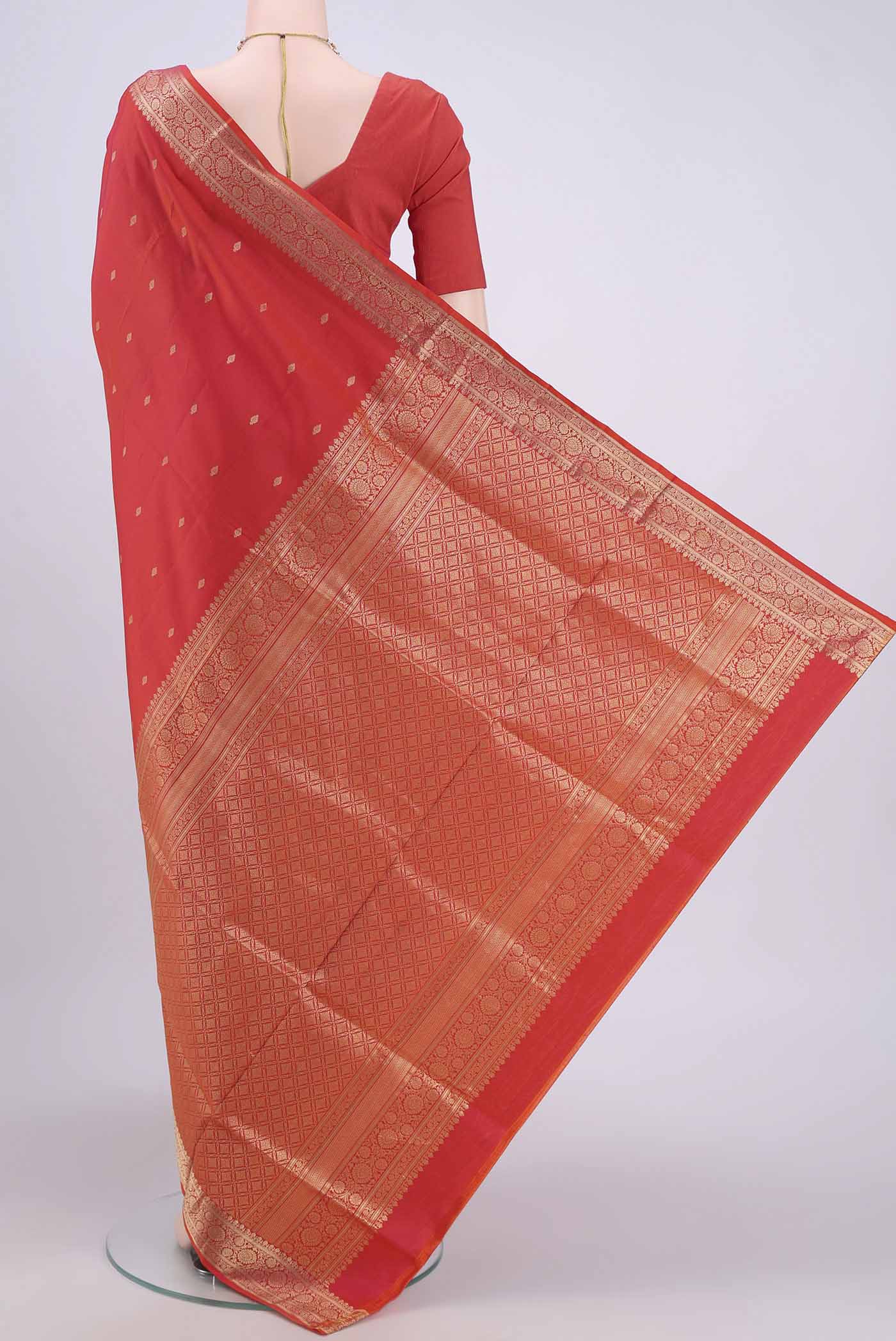 Pink with Orange Color Soft Silk Saree - Image 3