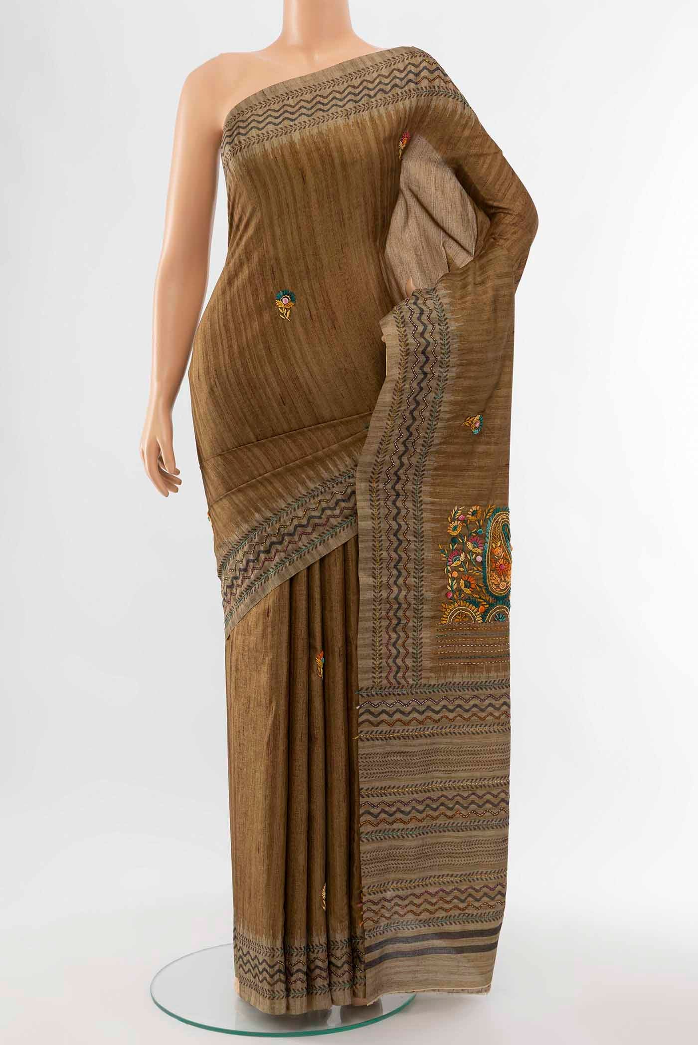 Brown Art Silk Saree