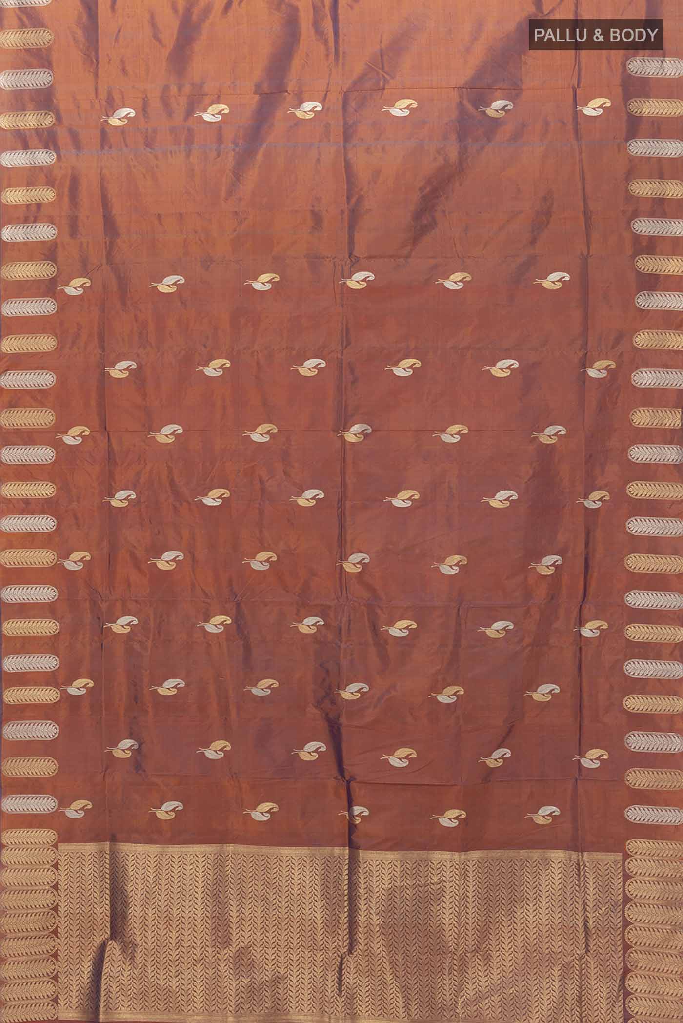 Brown Banarasi Katan Silk Saree - Image 5