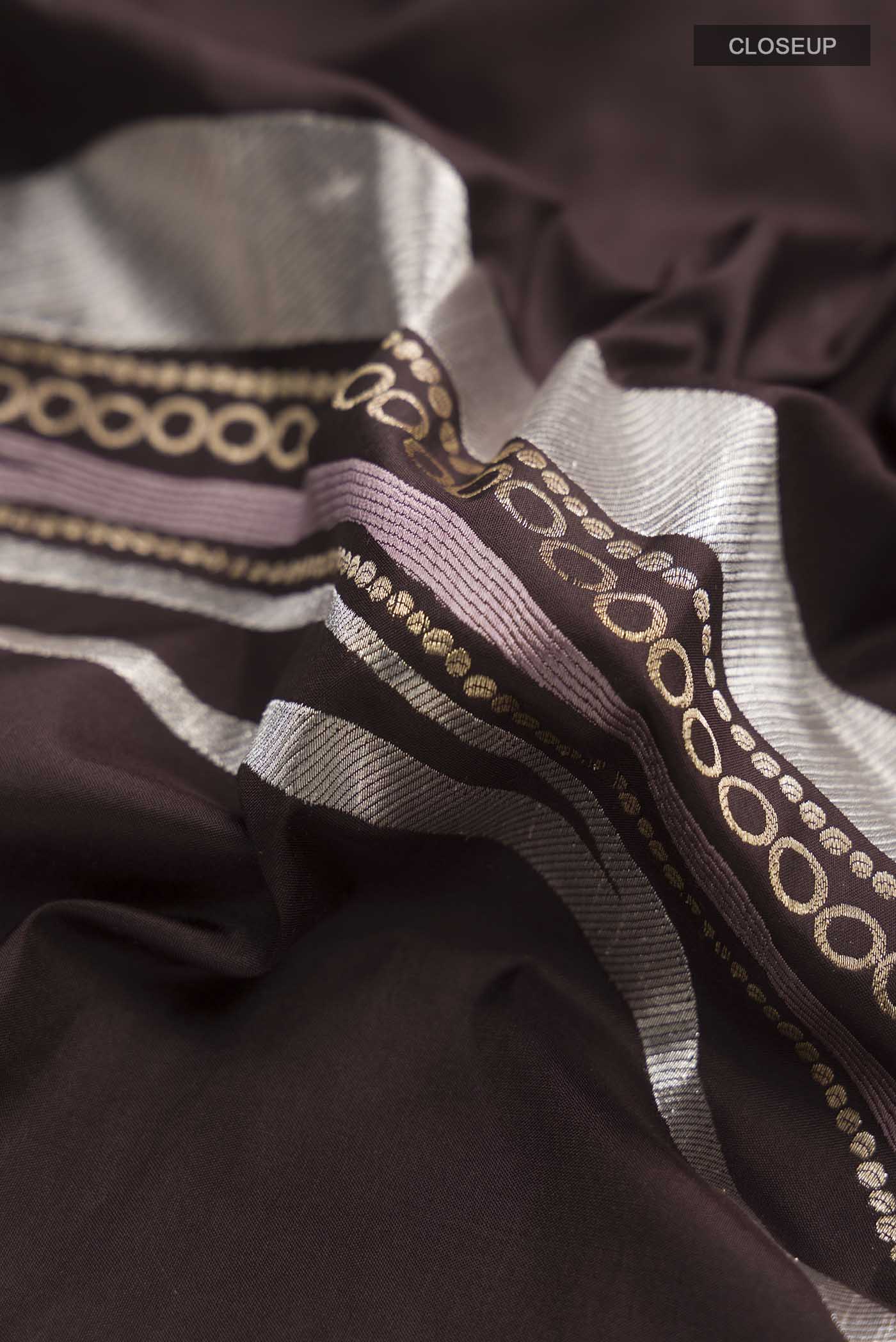 Brown Banarasi Silk Saree - Image 2