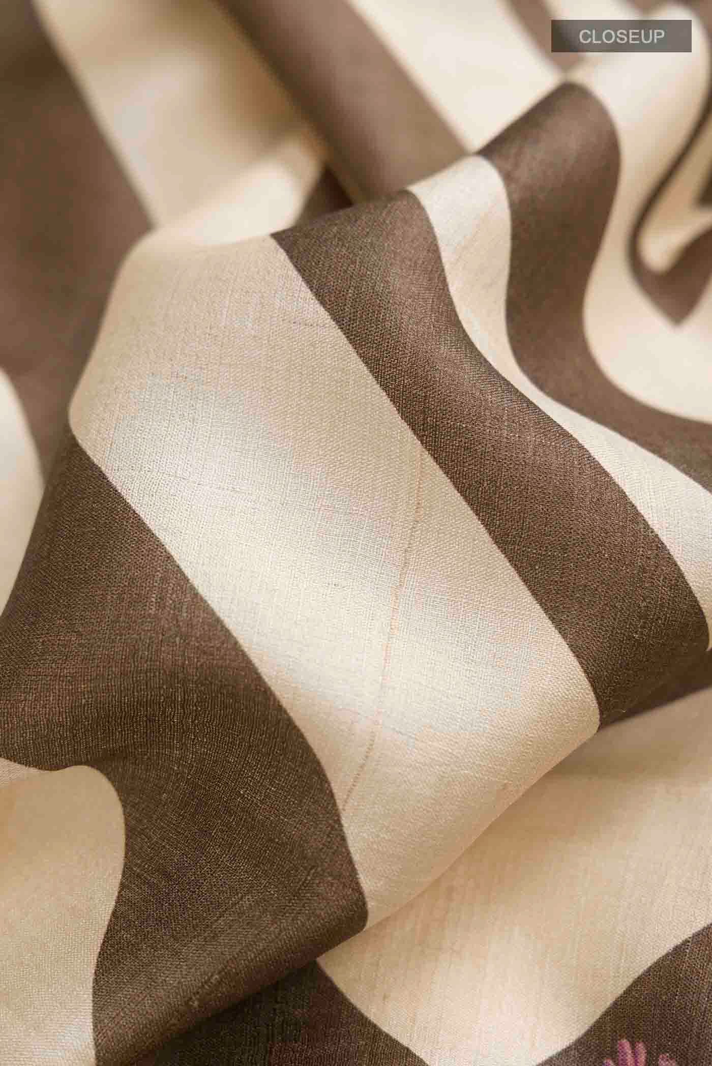 Brown Bhagalpuri Tussar Silk Saree - Image 2