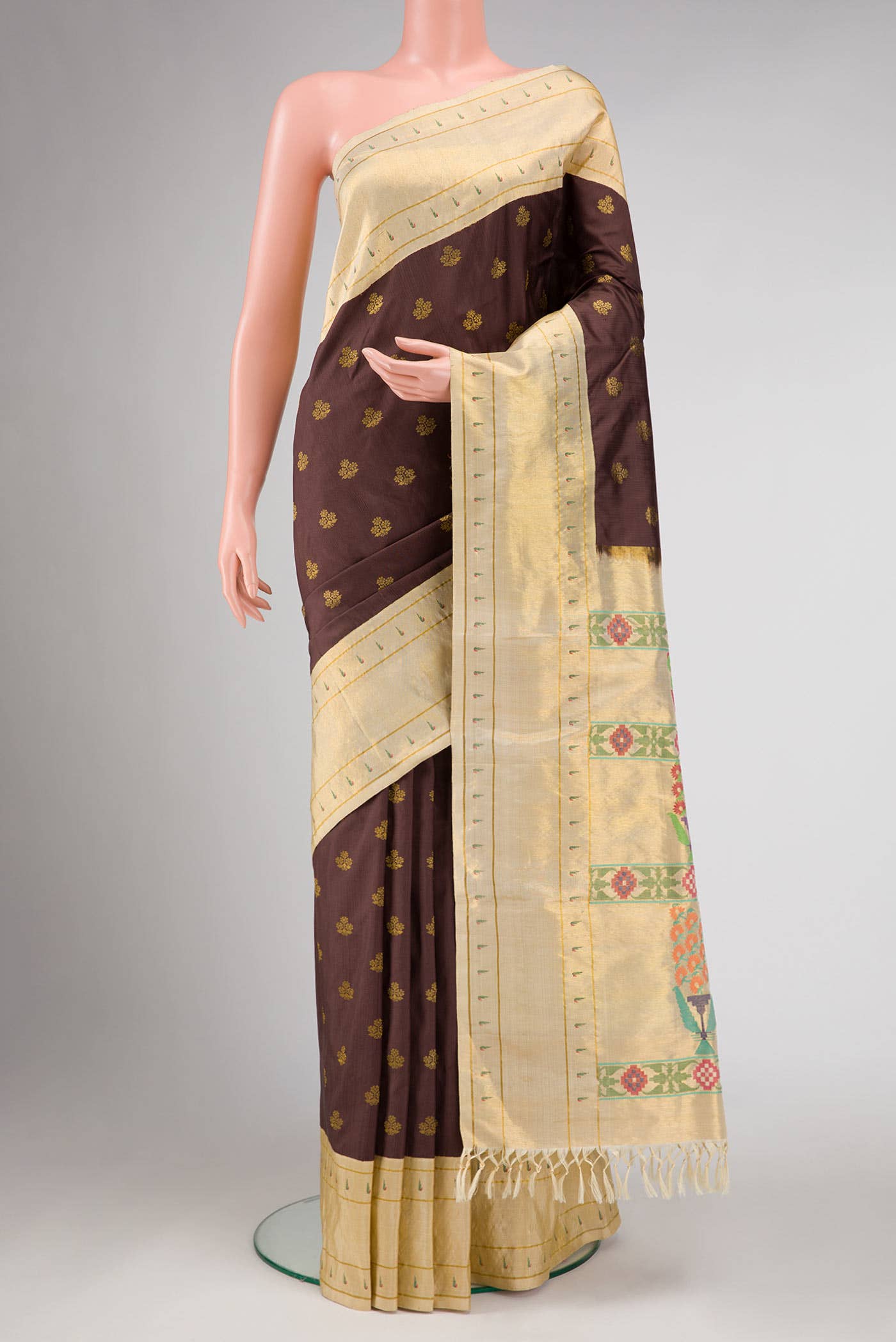 Coffee Brown Paithani Silk Saree - Image 2