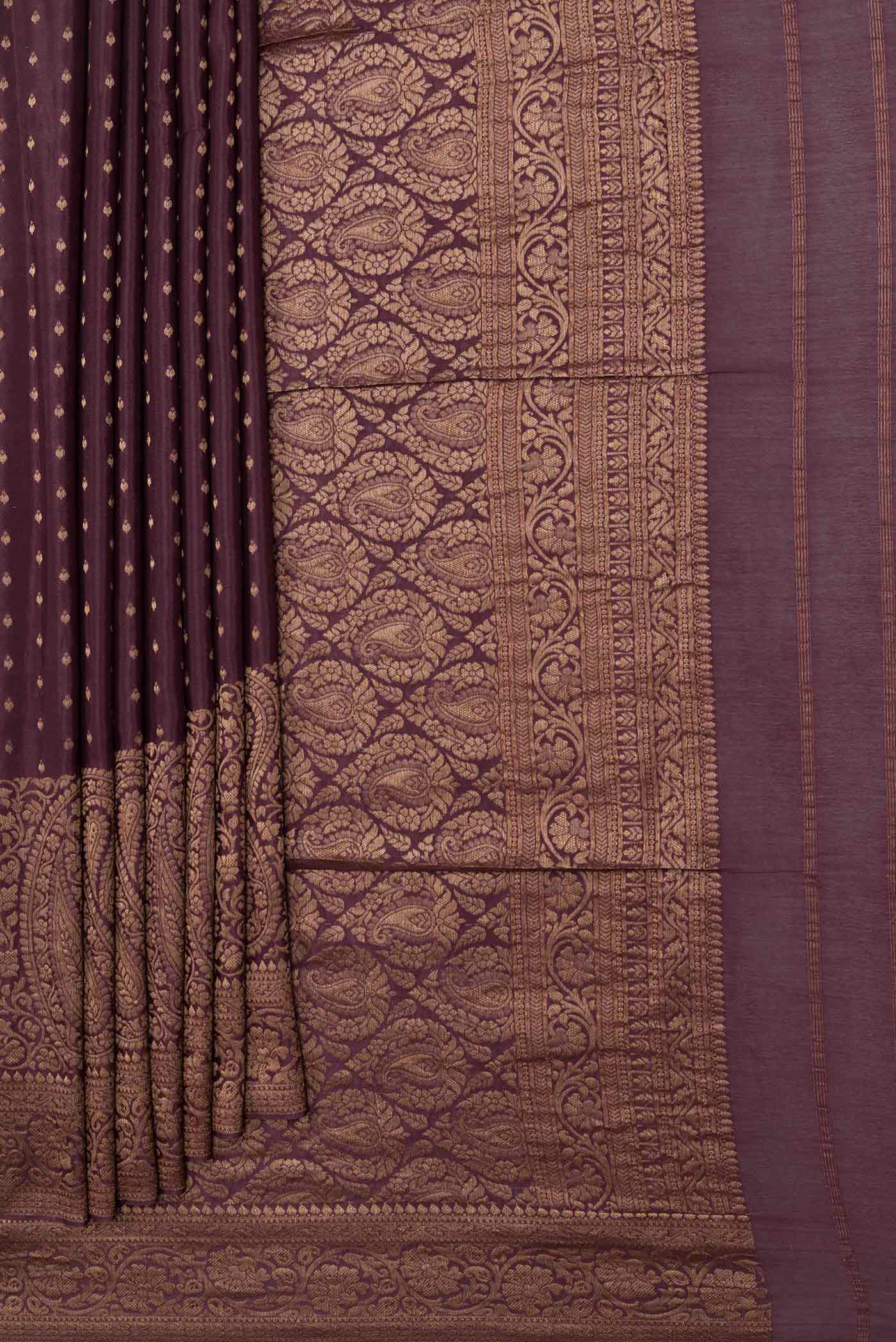Coffee Brown Mysore Crepe Saree - Image 4