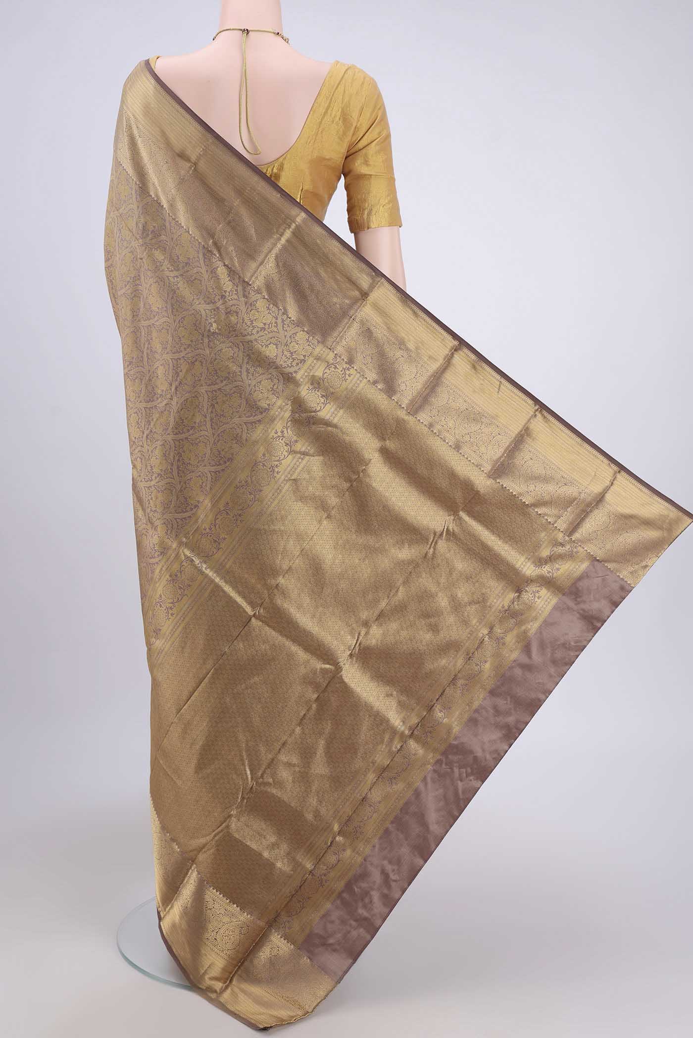 Brown Bangalore Silk Saree - Image 3