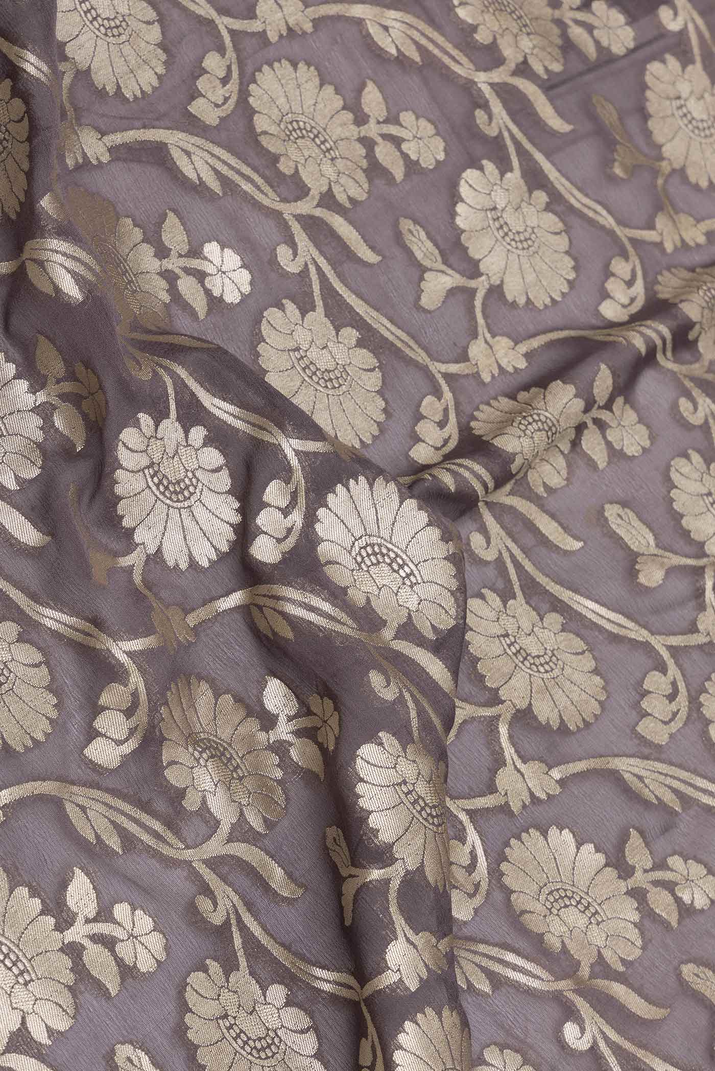 Brown Dual Tone Blended Banarasi Georgette Saree - Image 2