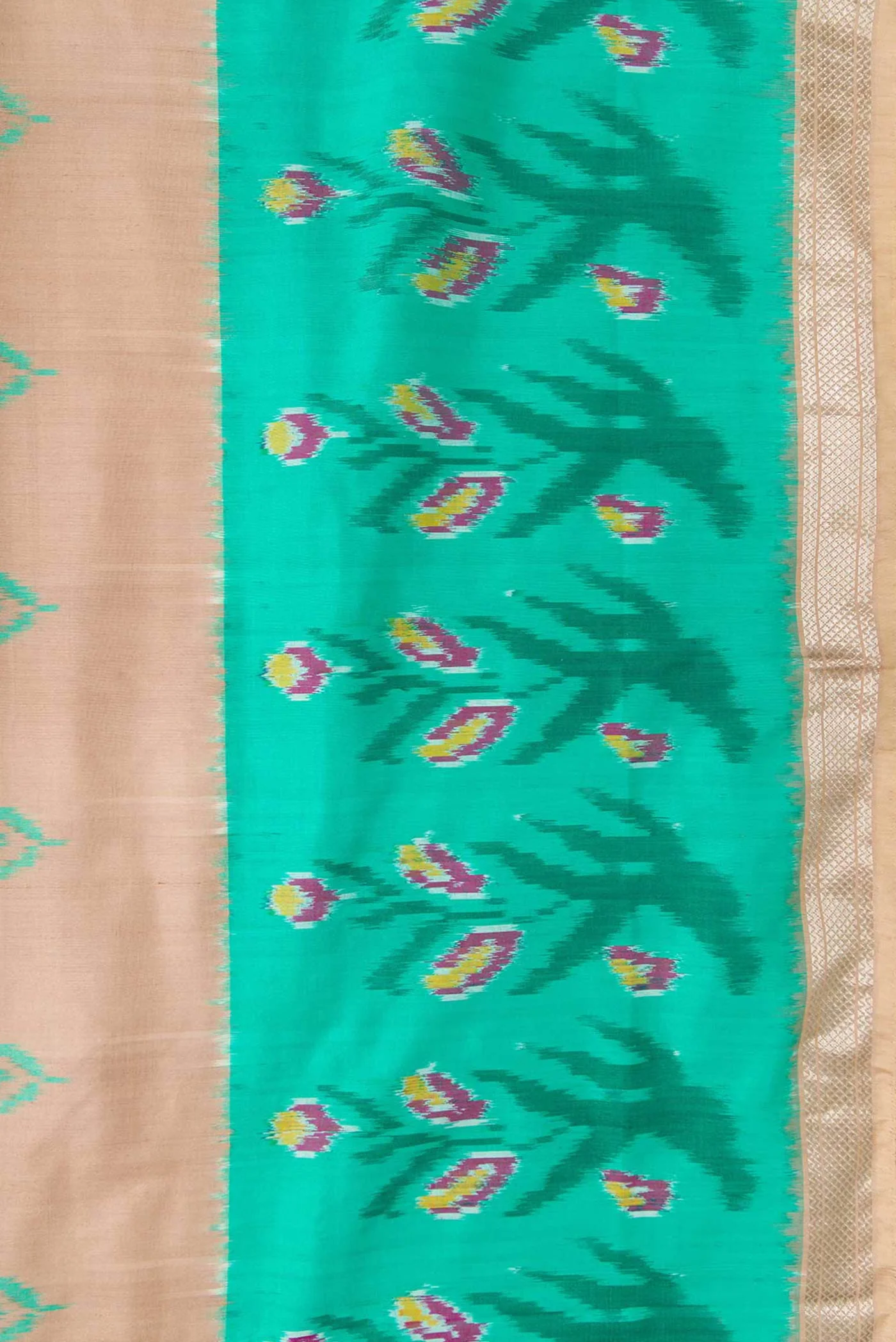 Brown Dual Tone Double Ikat Saree - Image 3