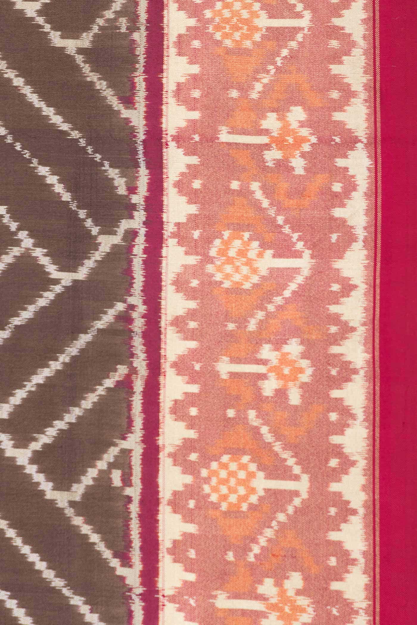 Brown Dual Tone Double Ikat Saree - Image 5