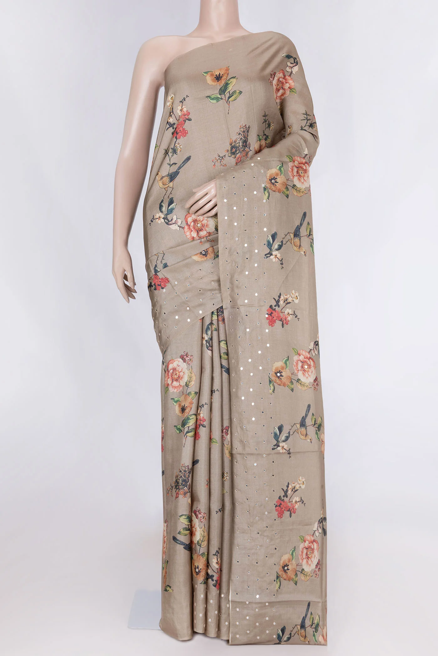 Brown Tussar Silk Saree