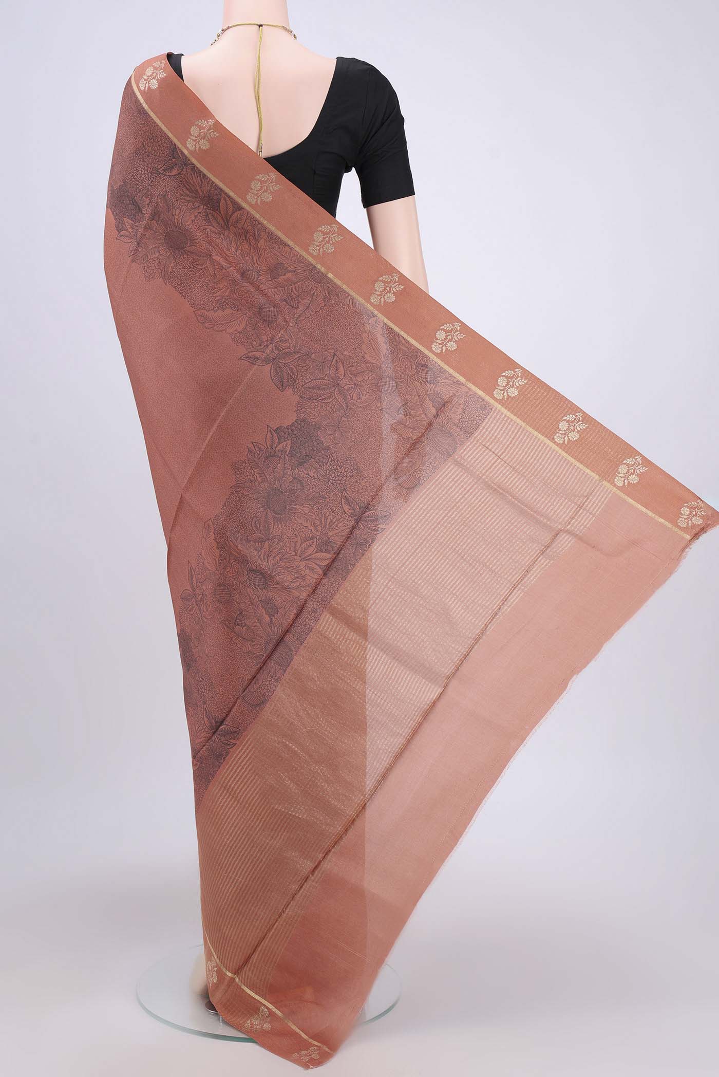 Brown Tussar Silk Saree - Image 3