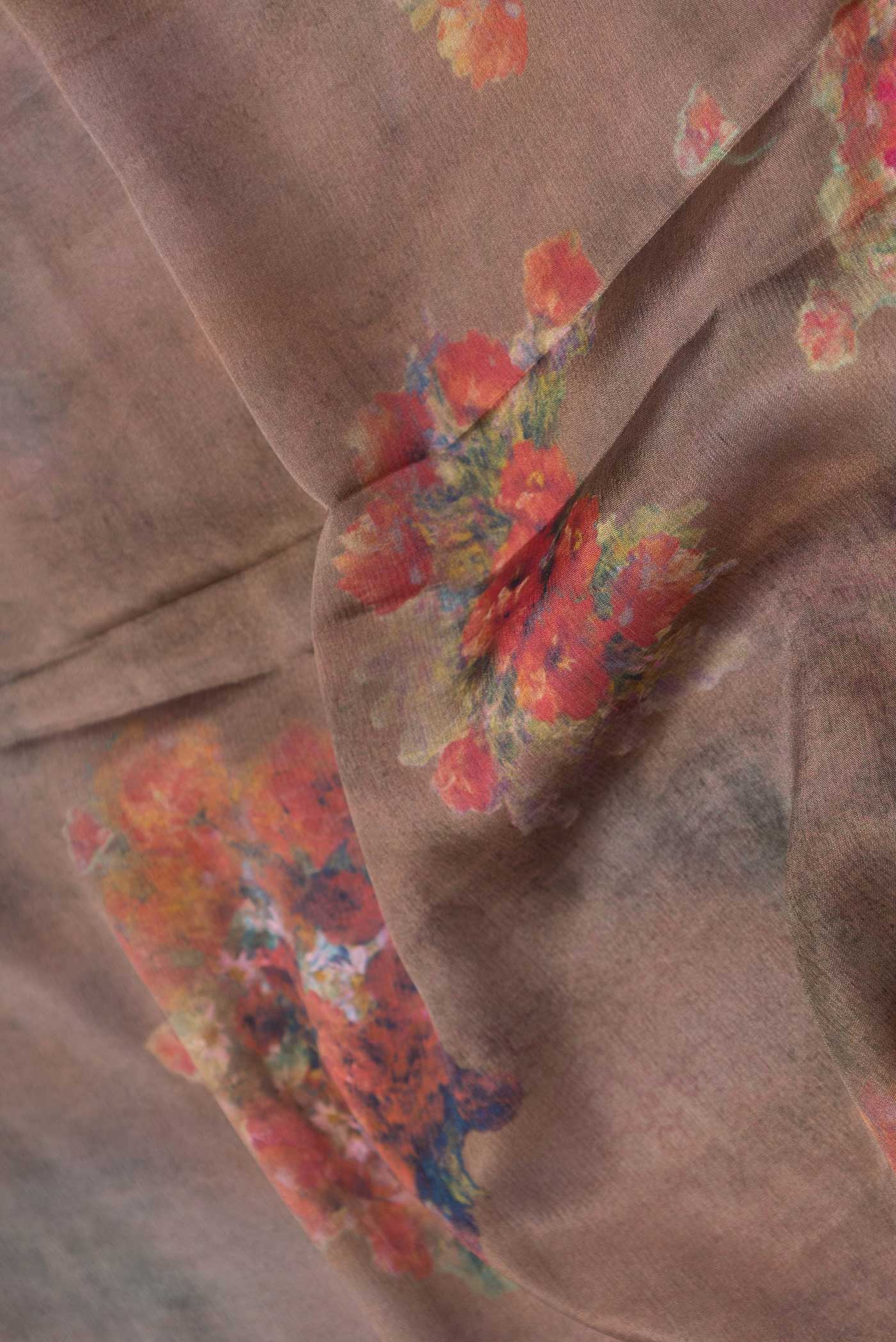 Brown Mysore Crepe Saree - Image 2