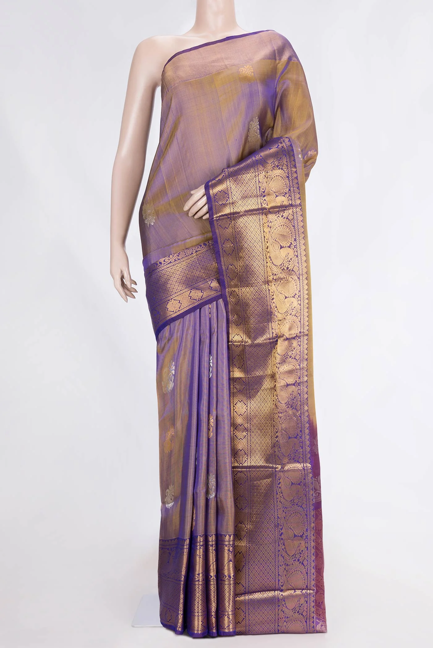Violet with Mustard Color Uppada Silk Saree