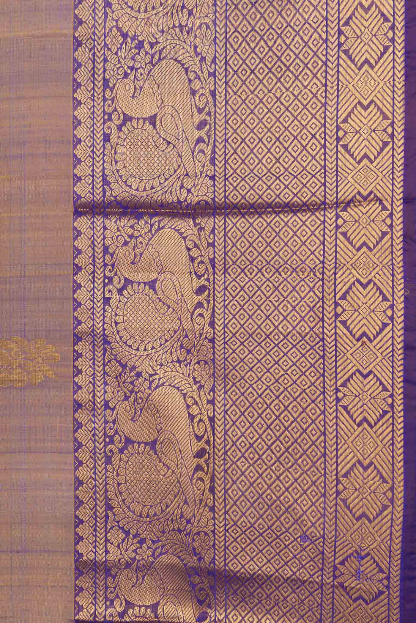 Violet with Mustard Color Uppada Silk Saree - Image 3