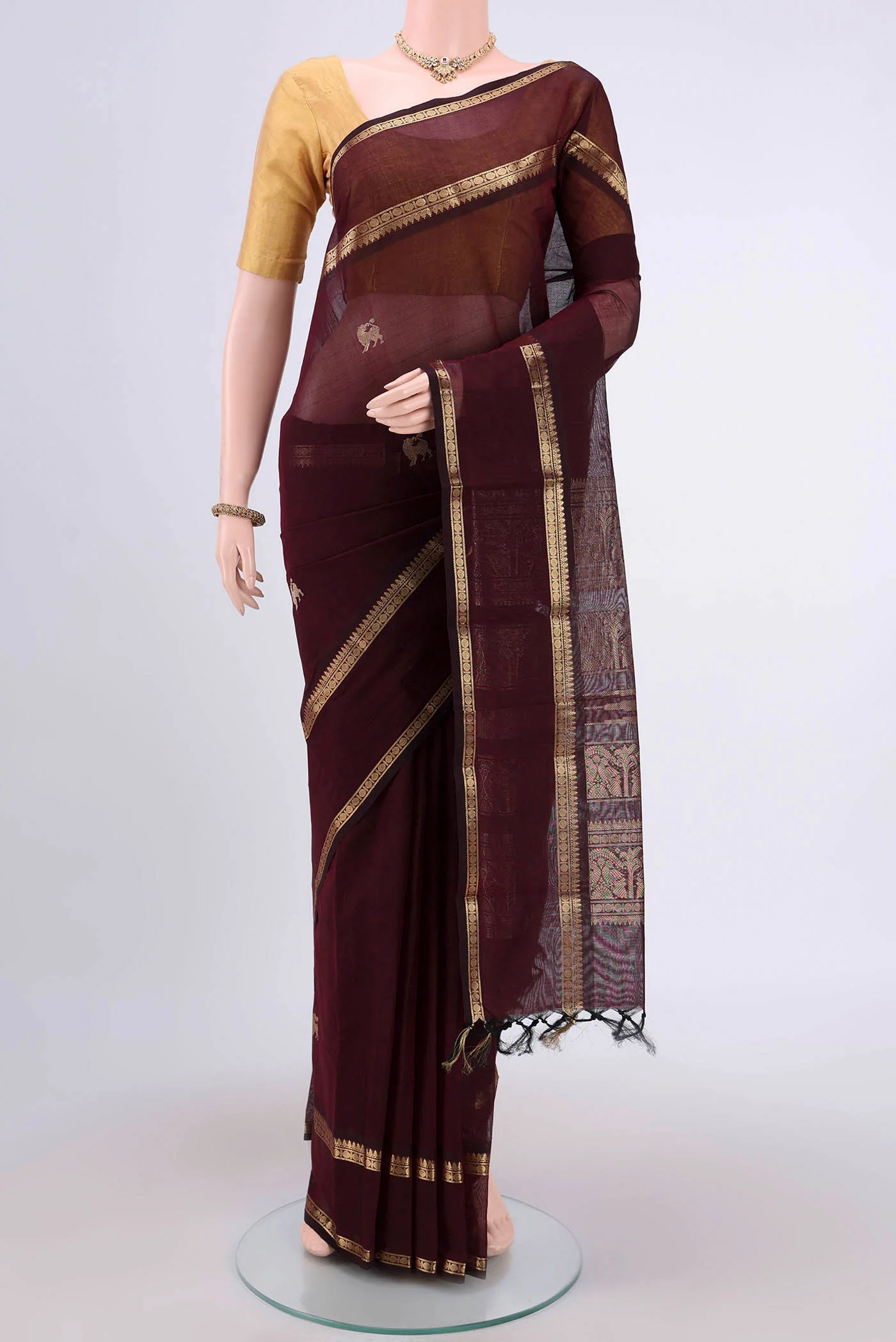 Brown Kanchi Cotton Saree