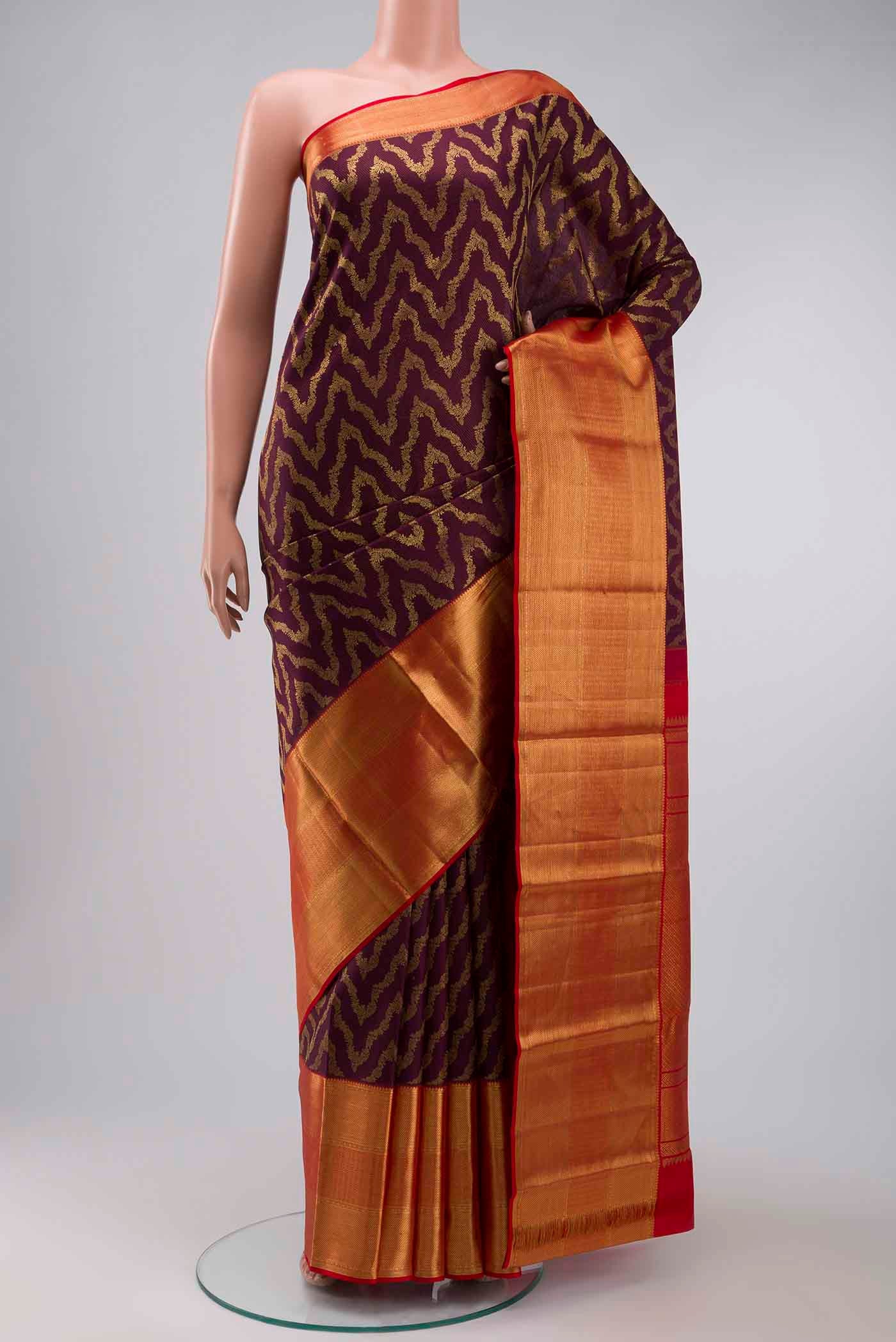 Burgundy Kanchipuram Silk Saree