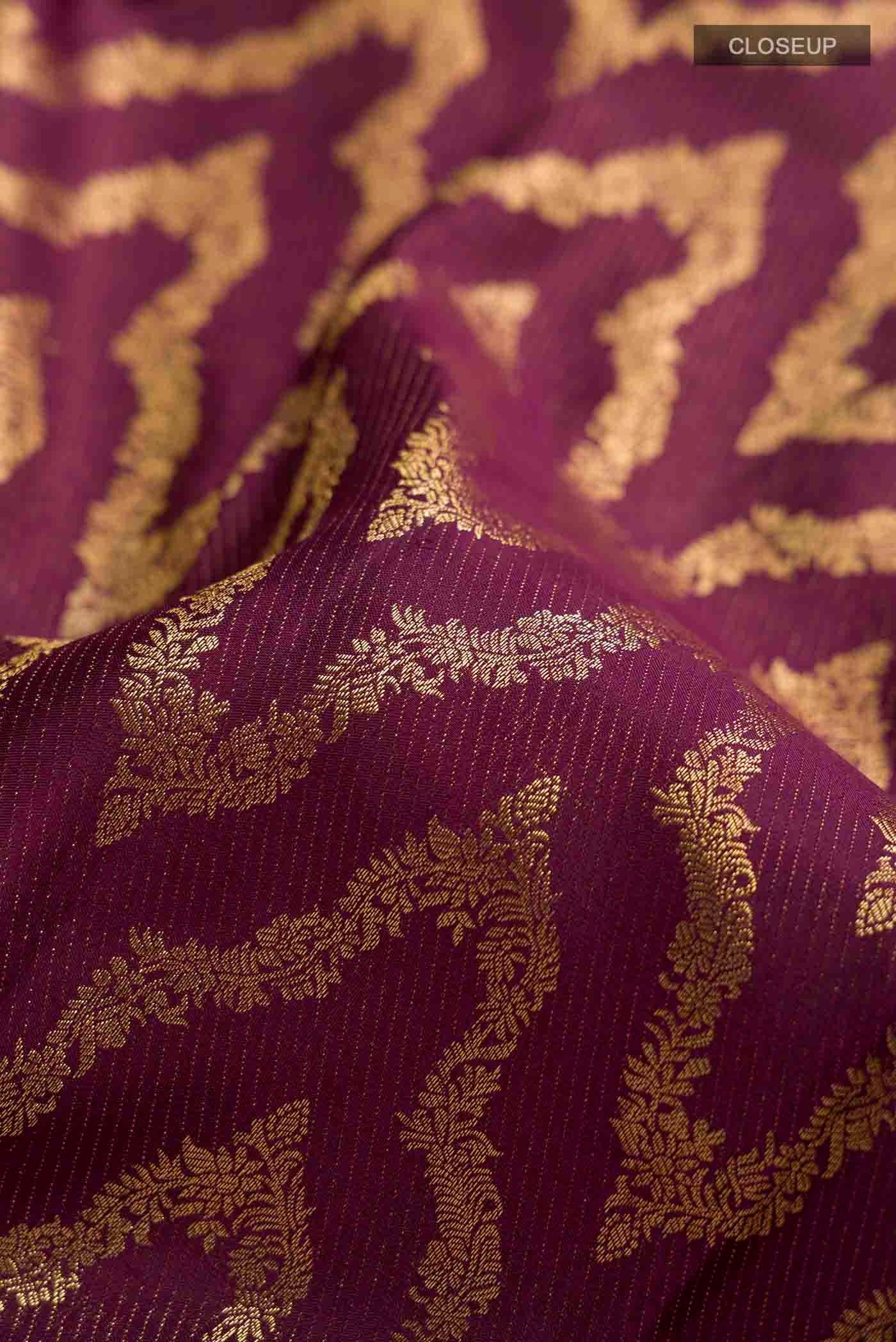 Burgundy Kanchipuram Silk Saree - Image 2